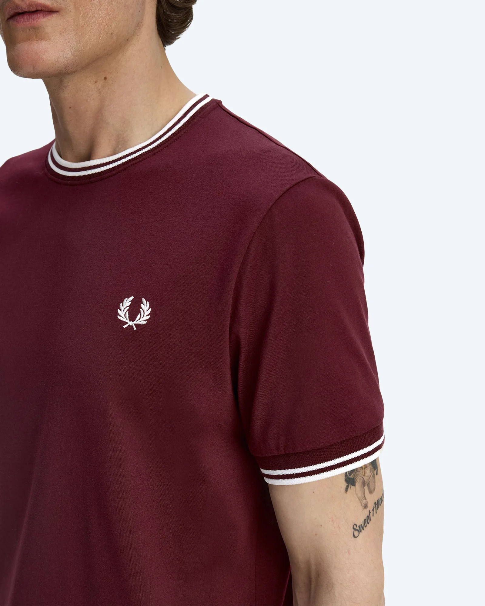 Fred Perry Twin Tipped T-Shirt Oxblood/Ecru