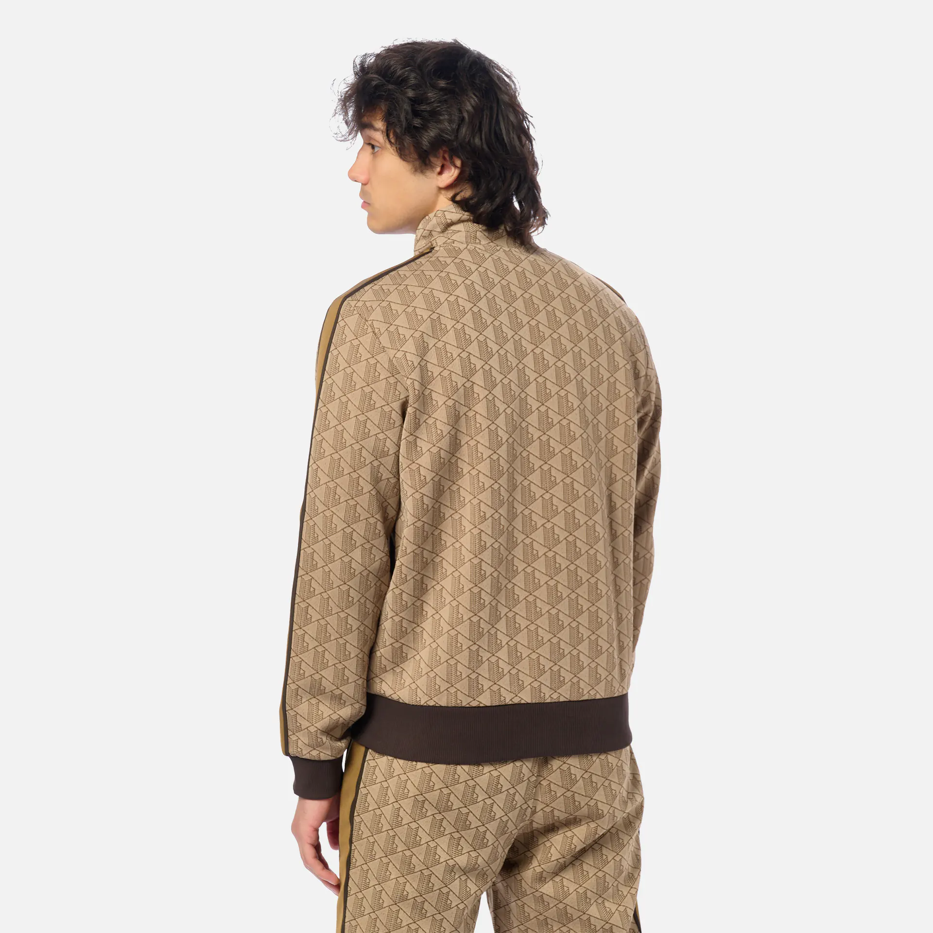Lacoste Monogram Zipped Sweatshirt Beige/Braun