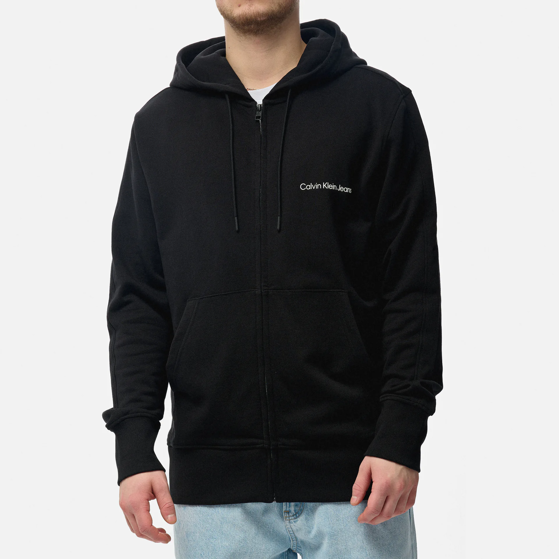 Calvin Klein Jeans Institutional Zip Through Hoodie Black