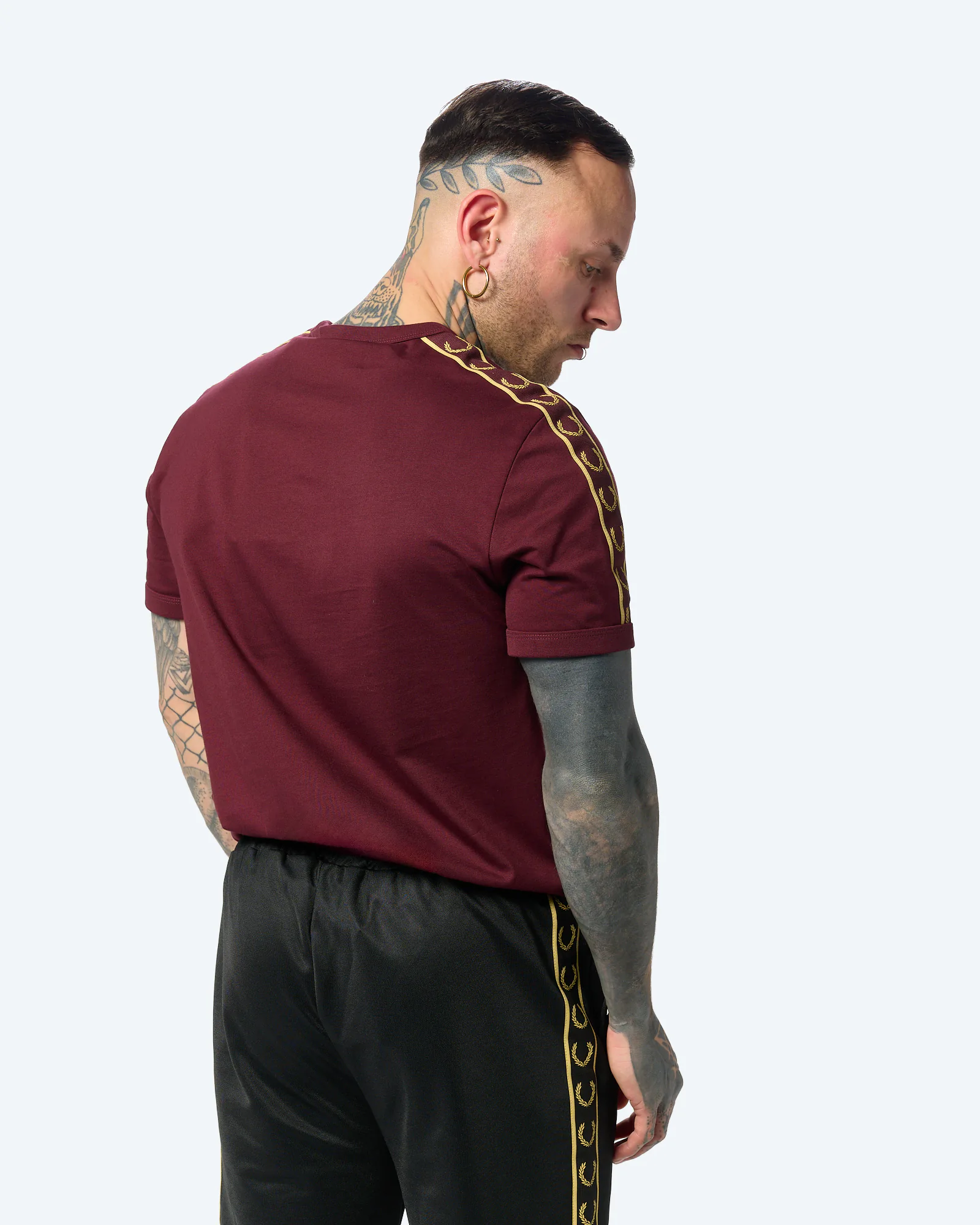 Fred Perry Contrast Tape Ringer T-Shirt Oxblood/Champagne