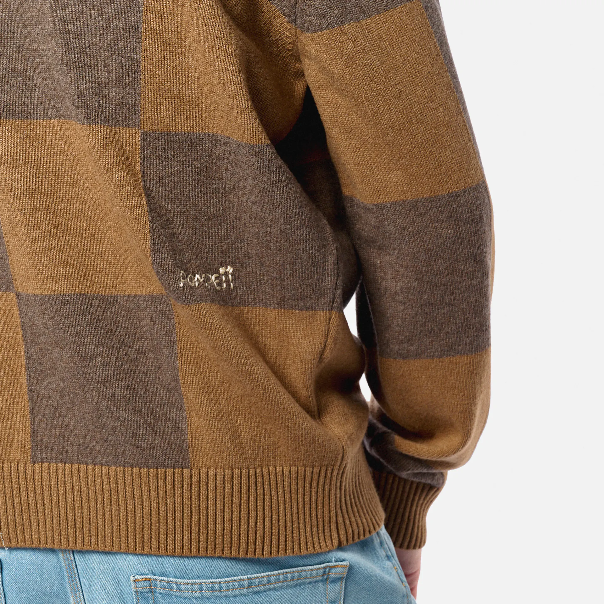 POMPEII Checked Polo Cardigan Chocolate