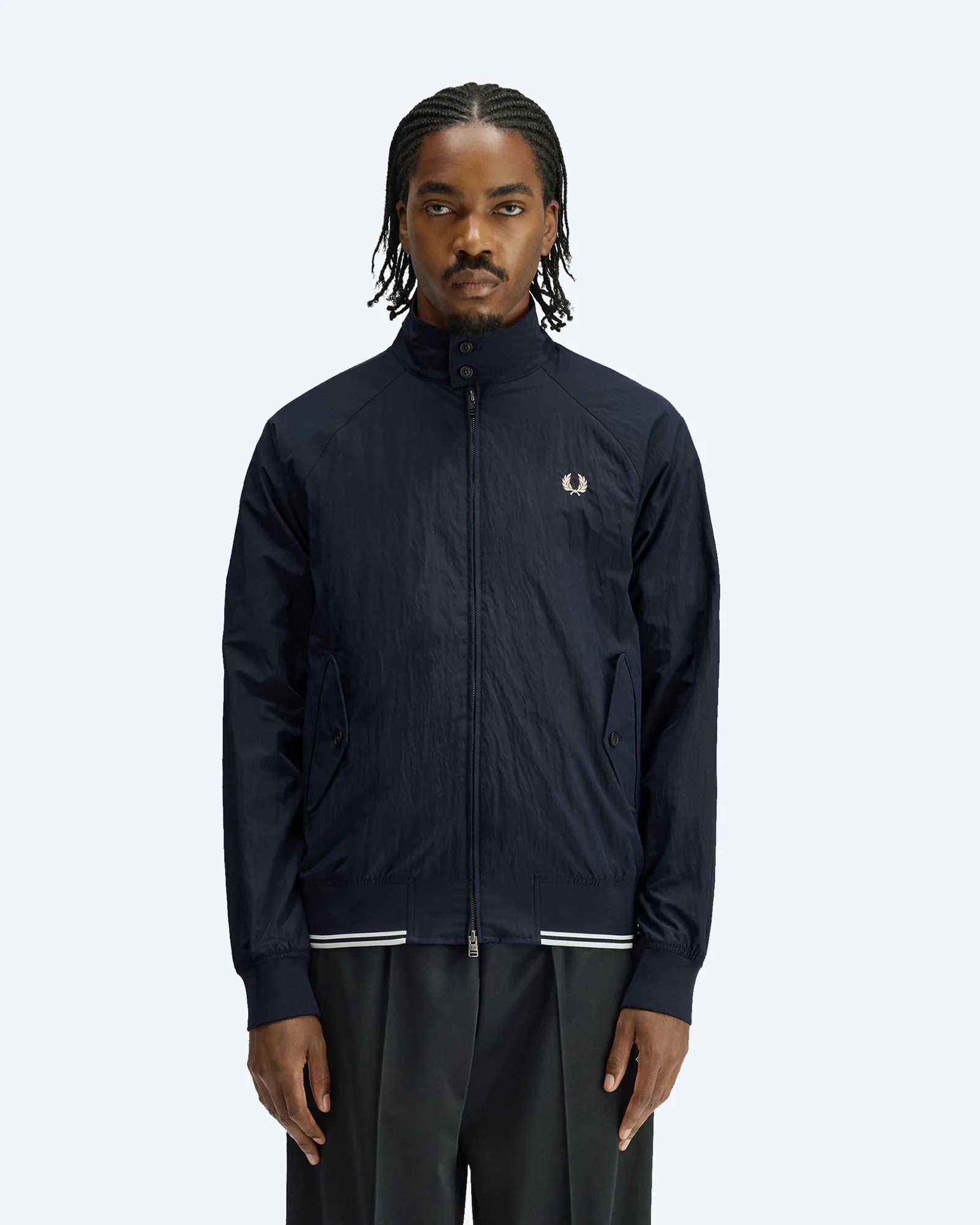 Fred Perry Crinkle Harrington Jacket Navy