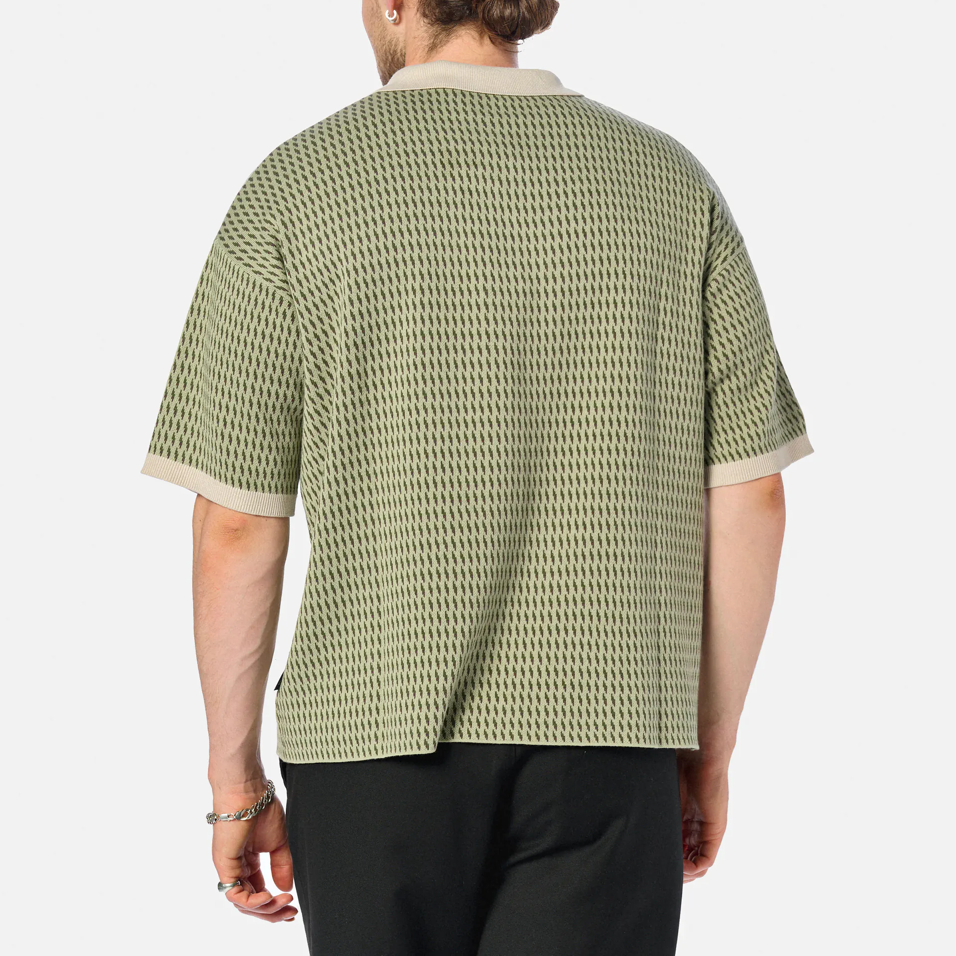 Prohibited Abstract Knitted Polo Green