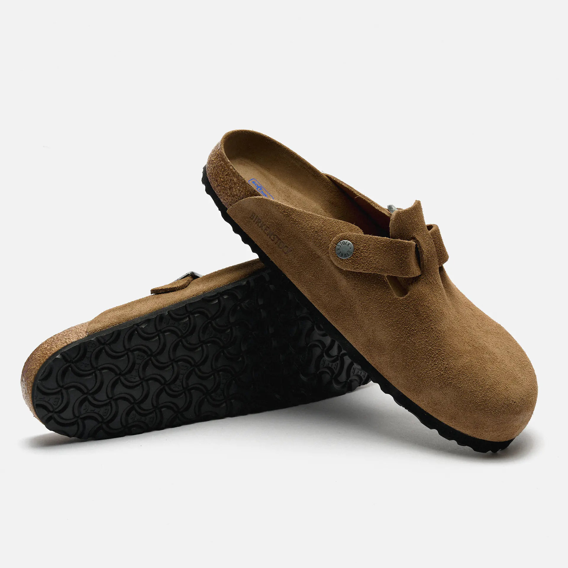 Birkenstock Boston Soft Footbed Suede Leather (Regular Fit) Sandals Dark Tea Tonal FB