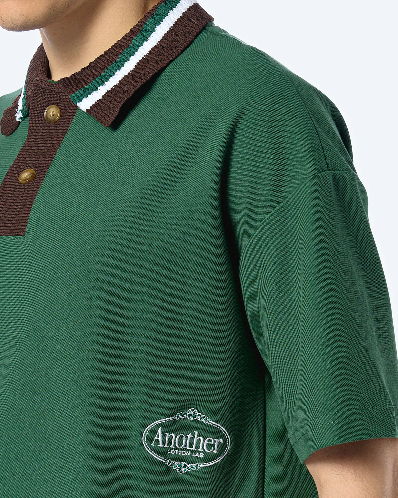 Another Cotton ACL Knit Collar Oversized Polo Green Another Cotton ACL Knit Collar Oversized Polo Green