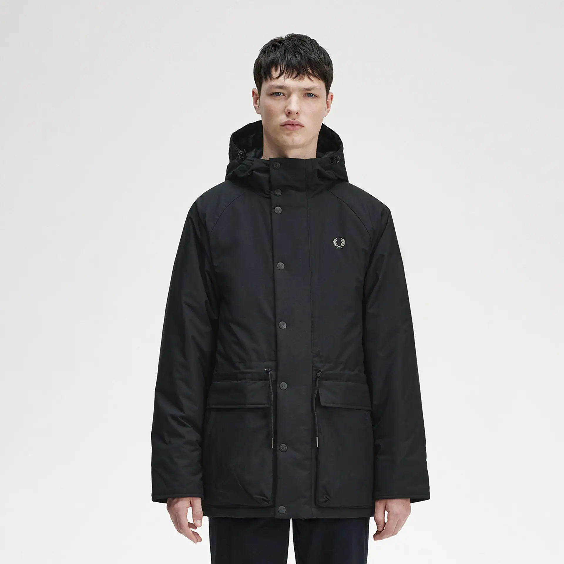 Fred Perry Padded Zip Through Jacket Black