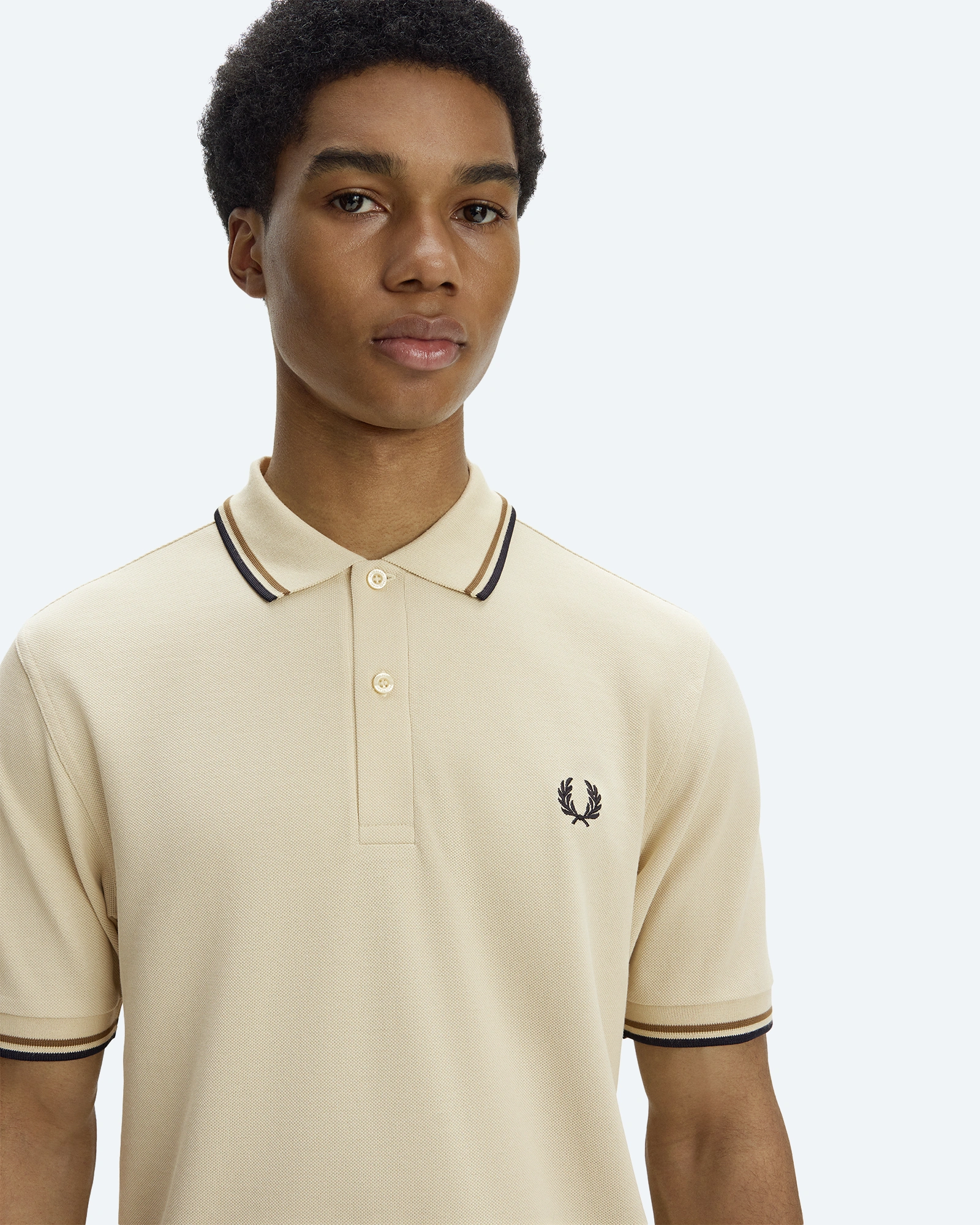 Twin Tipped Polo Shirt Oatmeal/Bronze/Navy