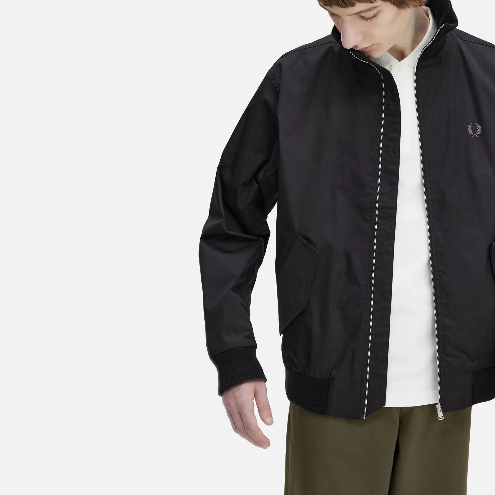 Fred Perry Knitted Rip Tennis Bomber Jacket Black