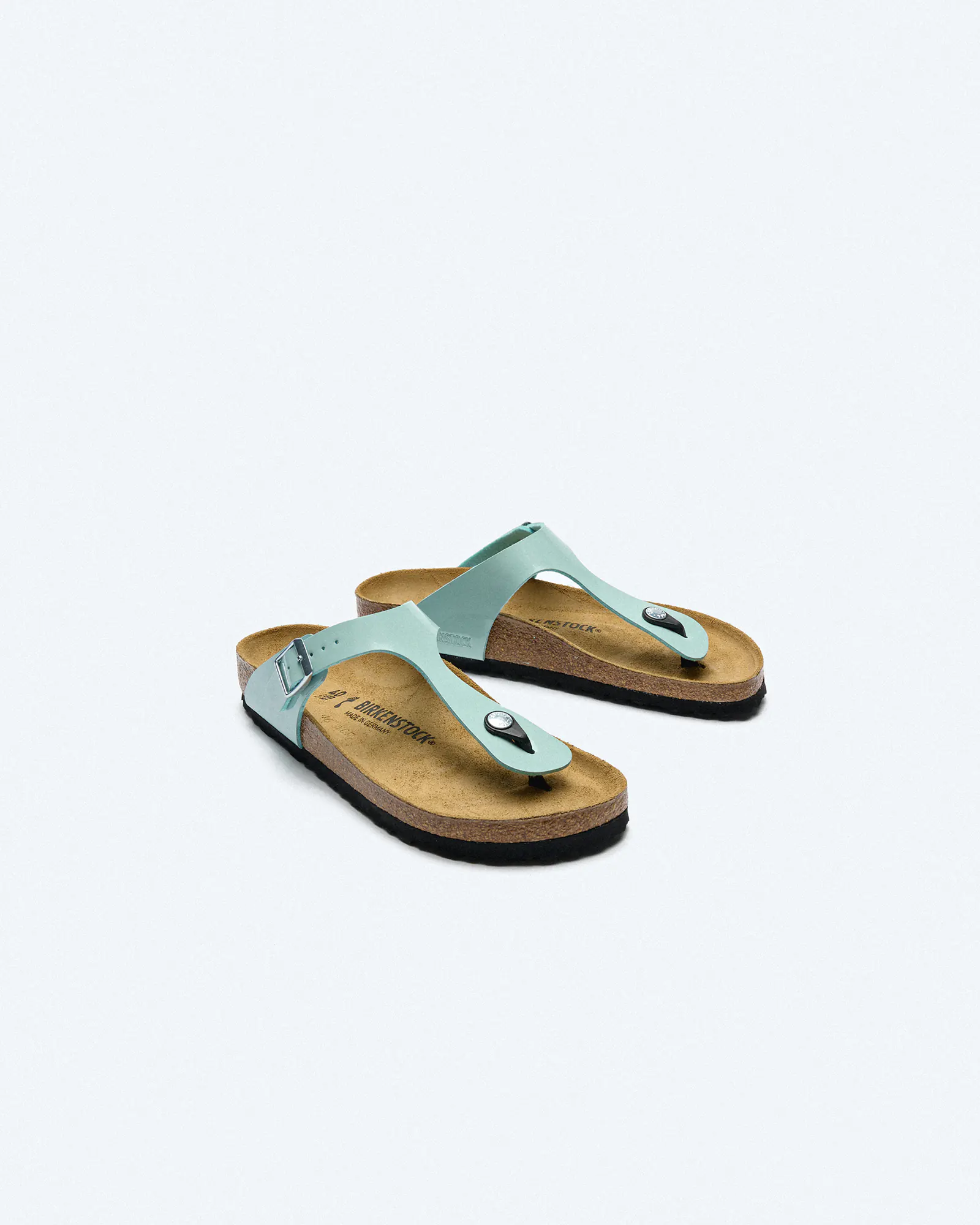 Birkenstock Gizeh Birko Flor Narrow Sandals Patent Surf Green