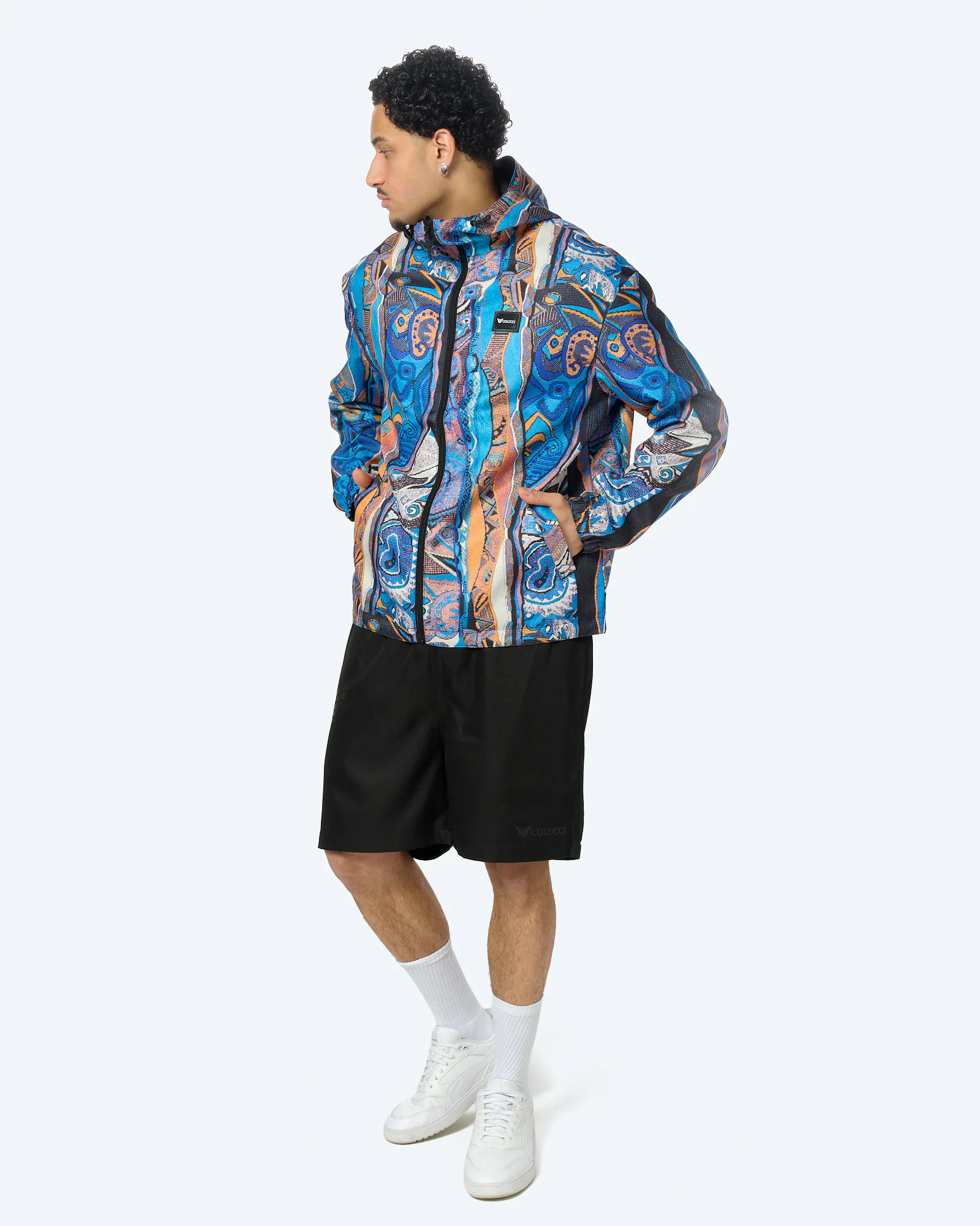 Colucci Reversible Signature Windbreaker AOP Blue Orange / Black