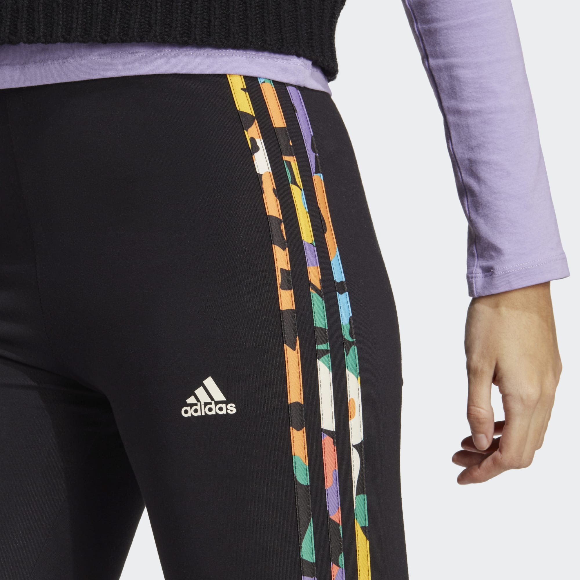 adidas Essentials 3-Stripes High-Waist Leggings Black/Multicolor