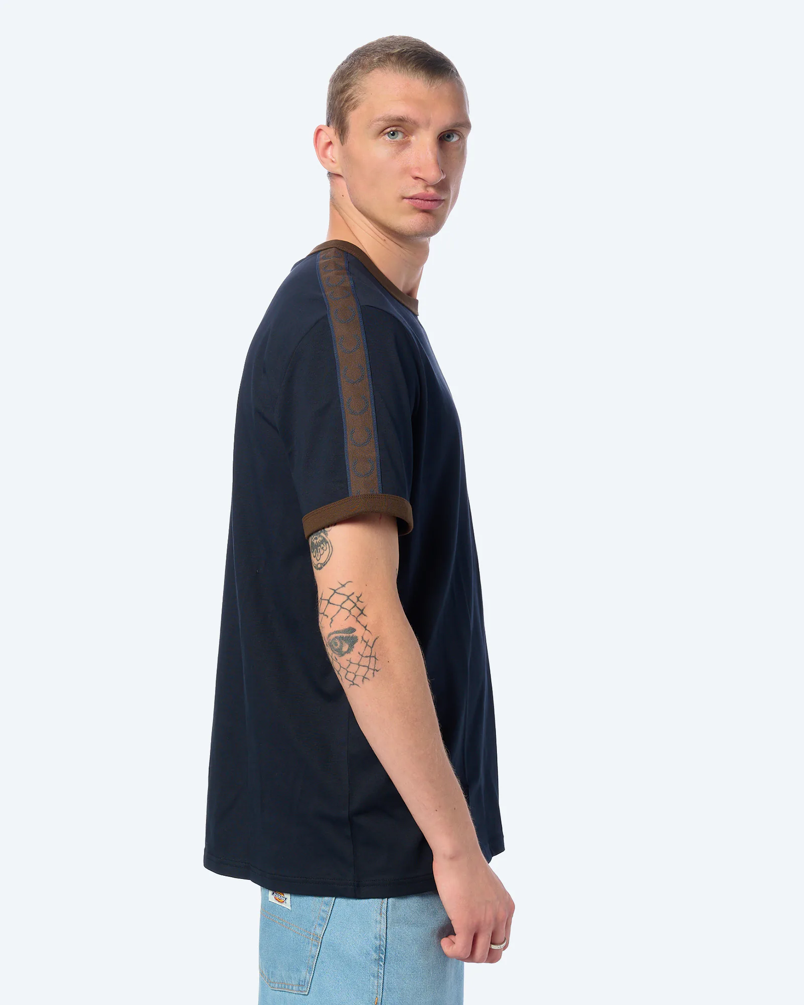 Fred Perry Contrast Tape Ringer T-Shirt Navy/Burnt Tobacco Fred Perry Contrast Tape Ringer T-Shirt Navy/Burnt Tobacco