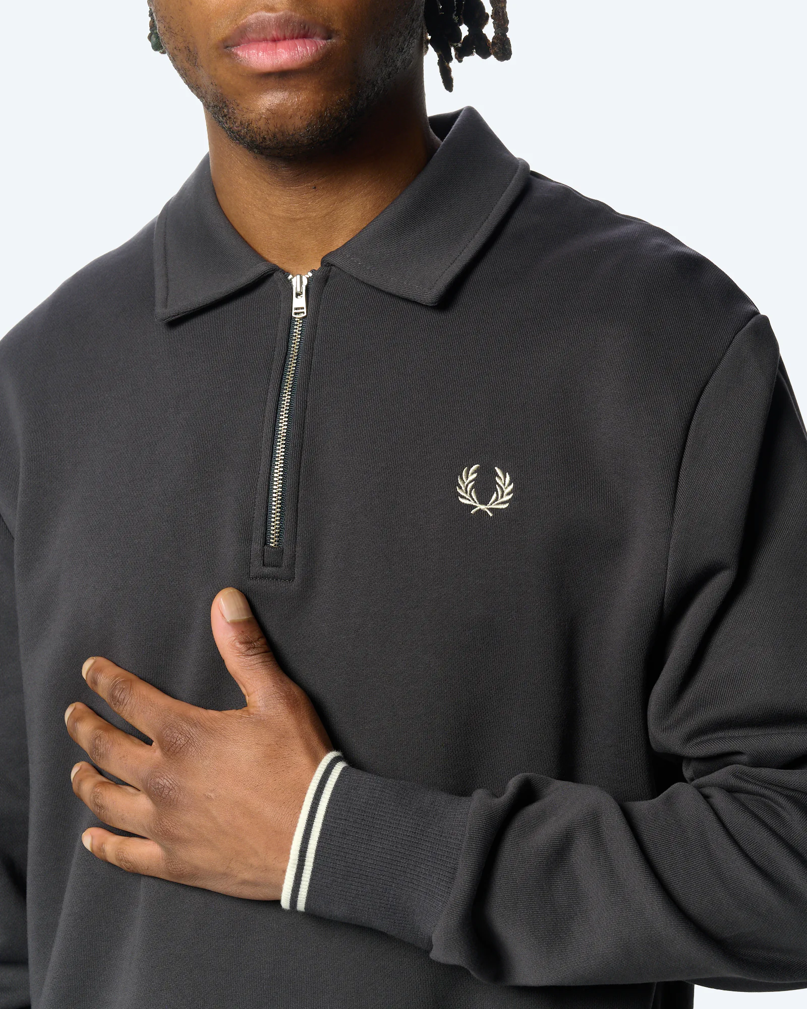 Fred Perry Half Zip Collared Sweatshirt Anchor Grey