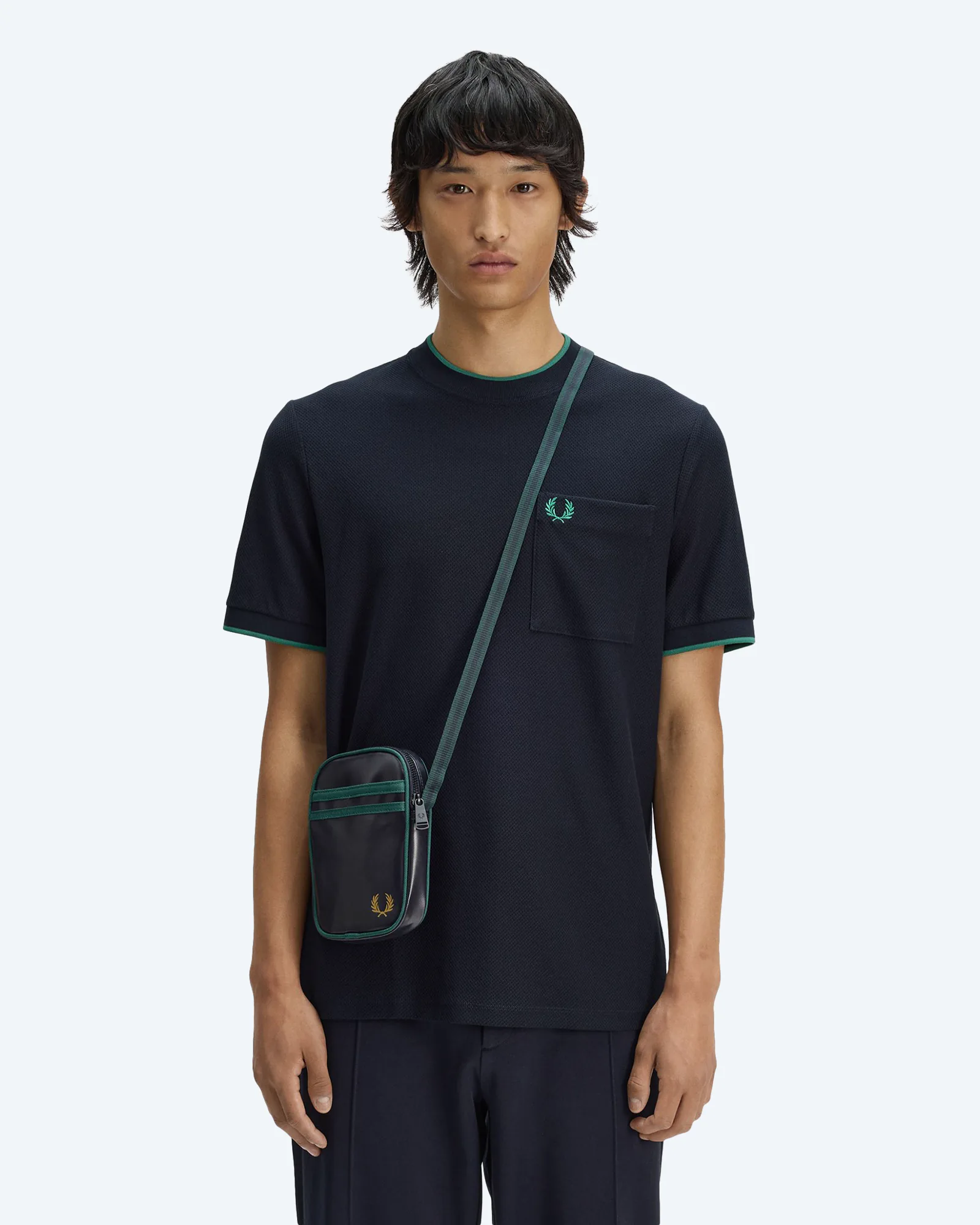 Fred Perry Classic Small Side Bag Navy/Grassroots