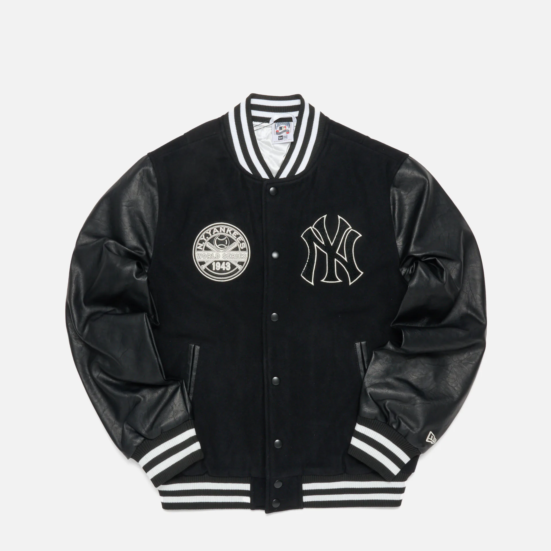 New Era MLB Large Logo Varsity Jacket Black/Off White