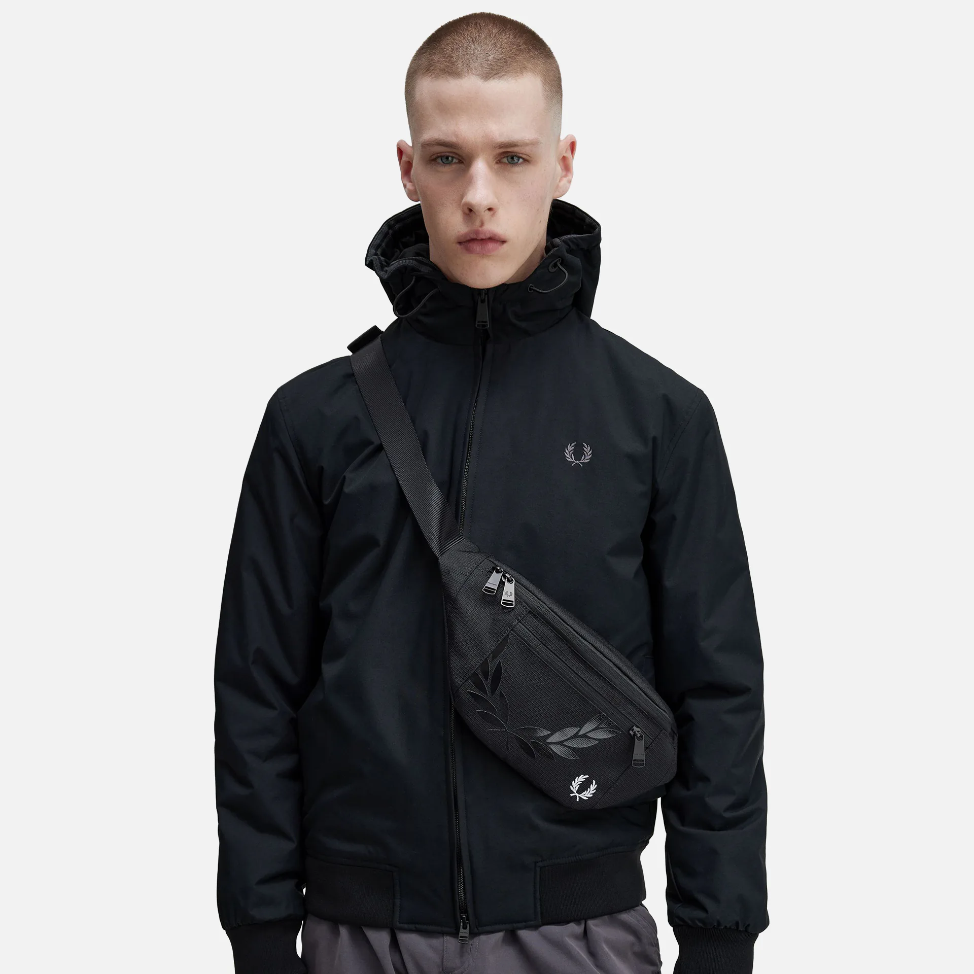 Fred Perry Padded Hooded Brentham Jacket Black/Gunmetal