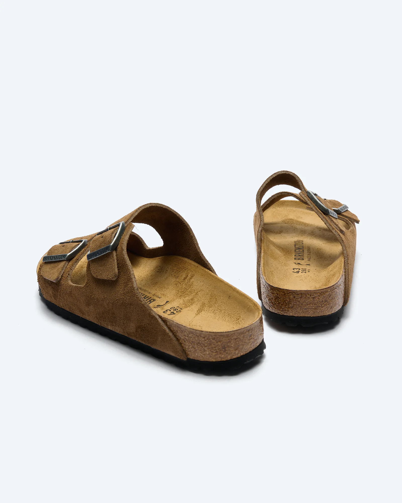 Arizona Suede Leather Sandals Narrow Dark Tea