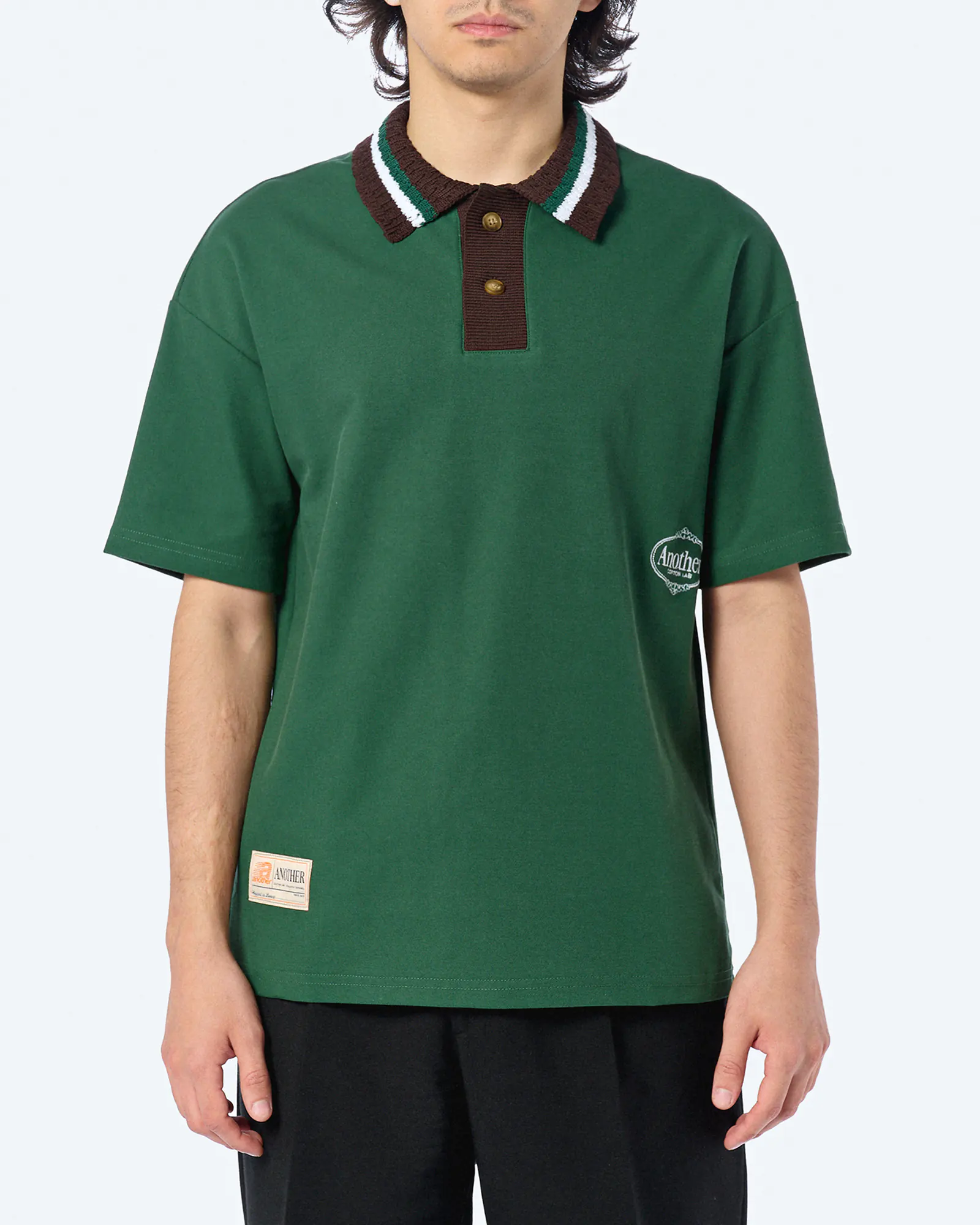 Another Cotton ACL Knit Collar Oversized Polo Green Another Cotton ACL Knit Collar Oversized Polo Green