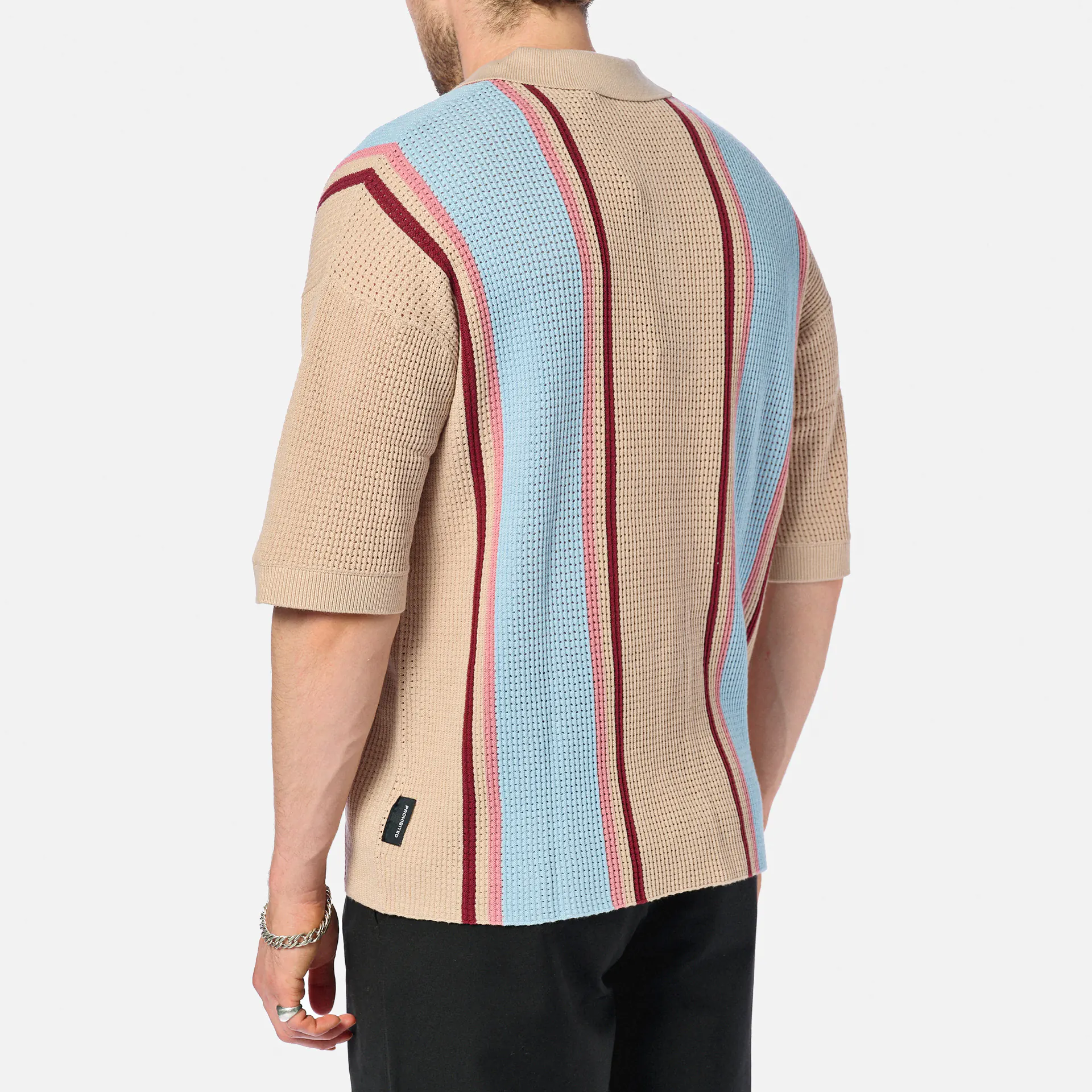 Prohibited Charlies Knitted Polo Cream/Purple