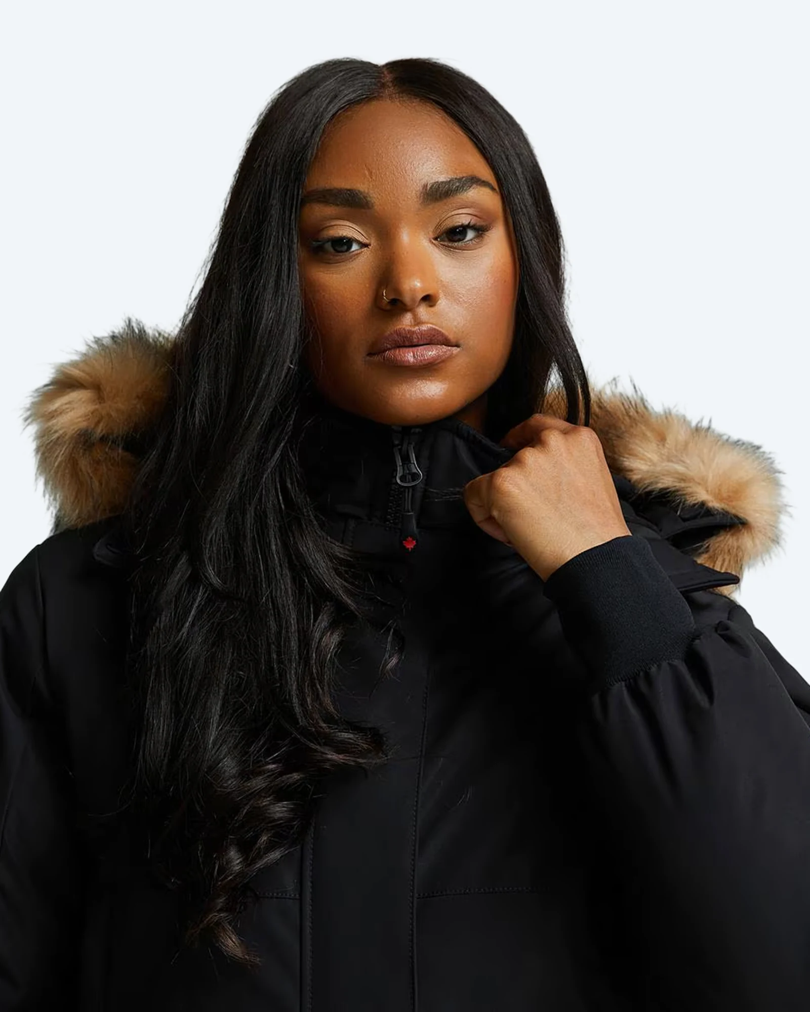 Zavetti Canada Olivia Hooded Bomber Jacket Black