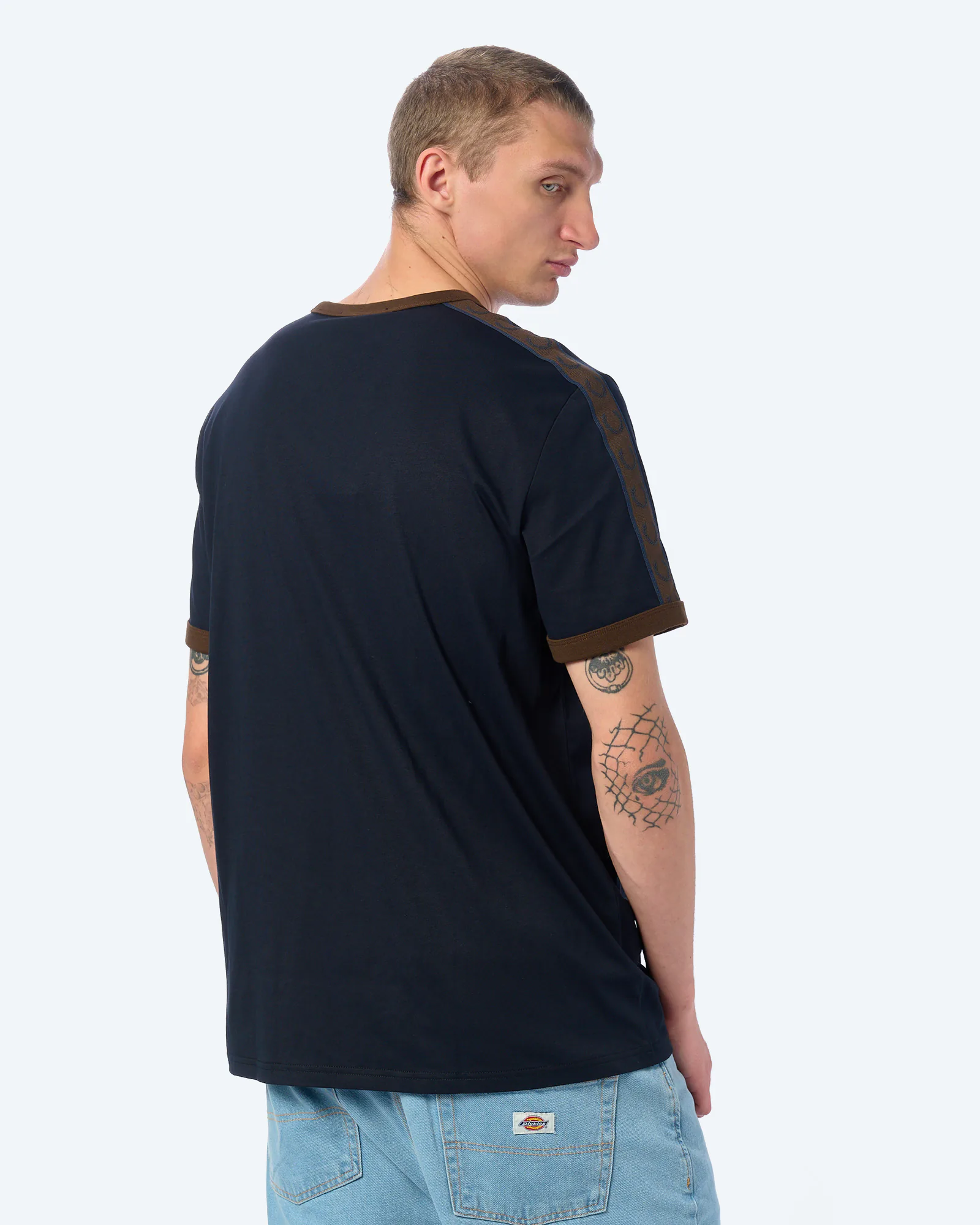 Fred Perry Contrast Tape Ringer T-Shirt Navy/Burnt Tobacco Fred Perry Contrast Tape Ringer T-Shirt Navy/Burnt Tobacco