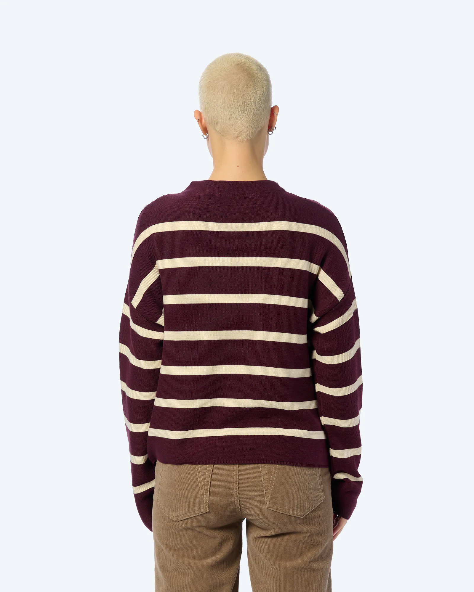 ARMEDANGELS MERINAA STRIPES Pullover Dark Cranberry/Oatmilk