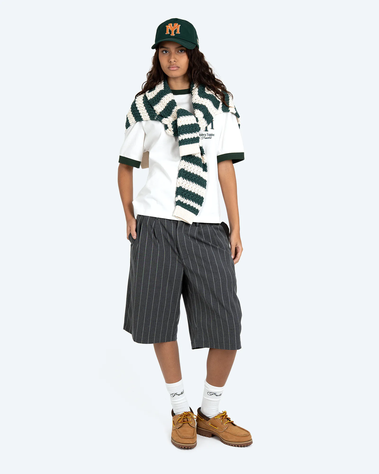 Prohibited Newport Pleated Shorts Dark Grey/White