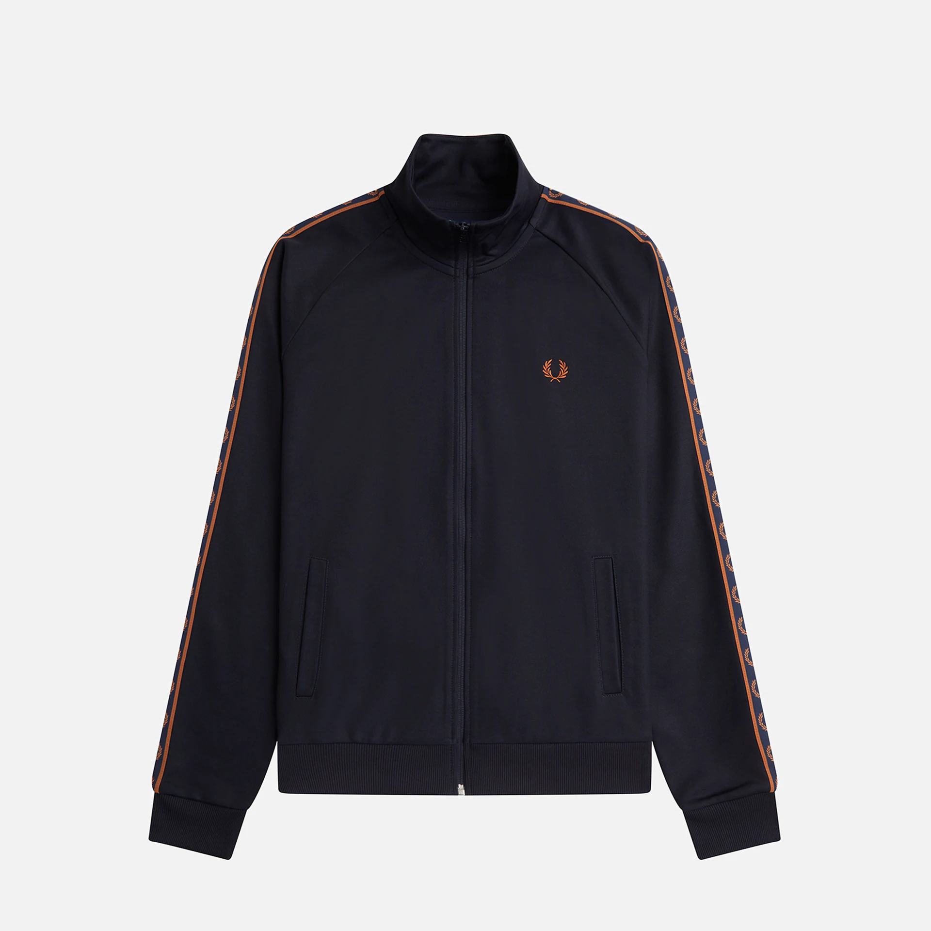 Fred Perry Contrast Taped Track Jacket Navy/Nut Flakes