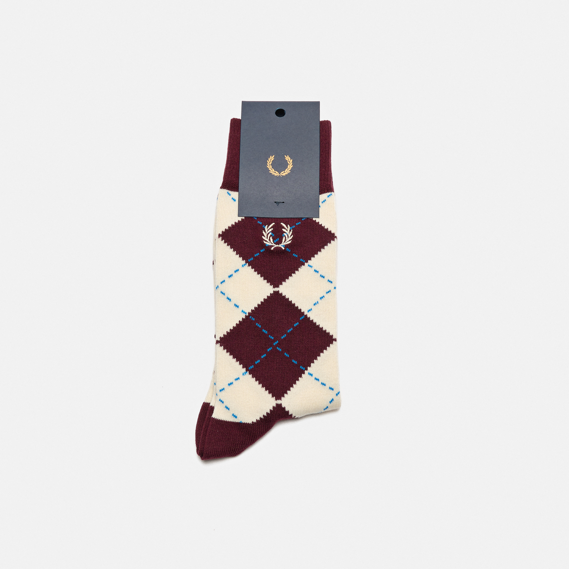 Fred Perry Jacquard Argyle Sock Oxblood/Ecru/Court Blue