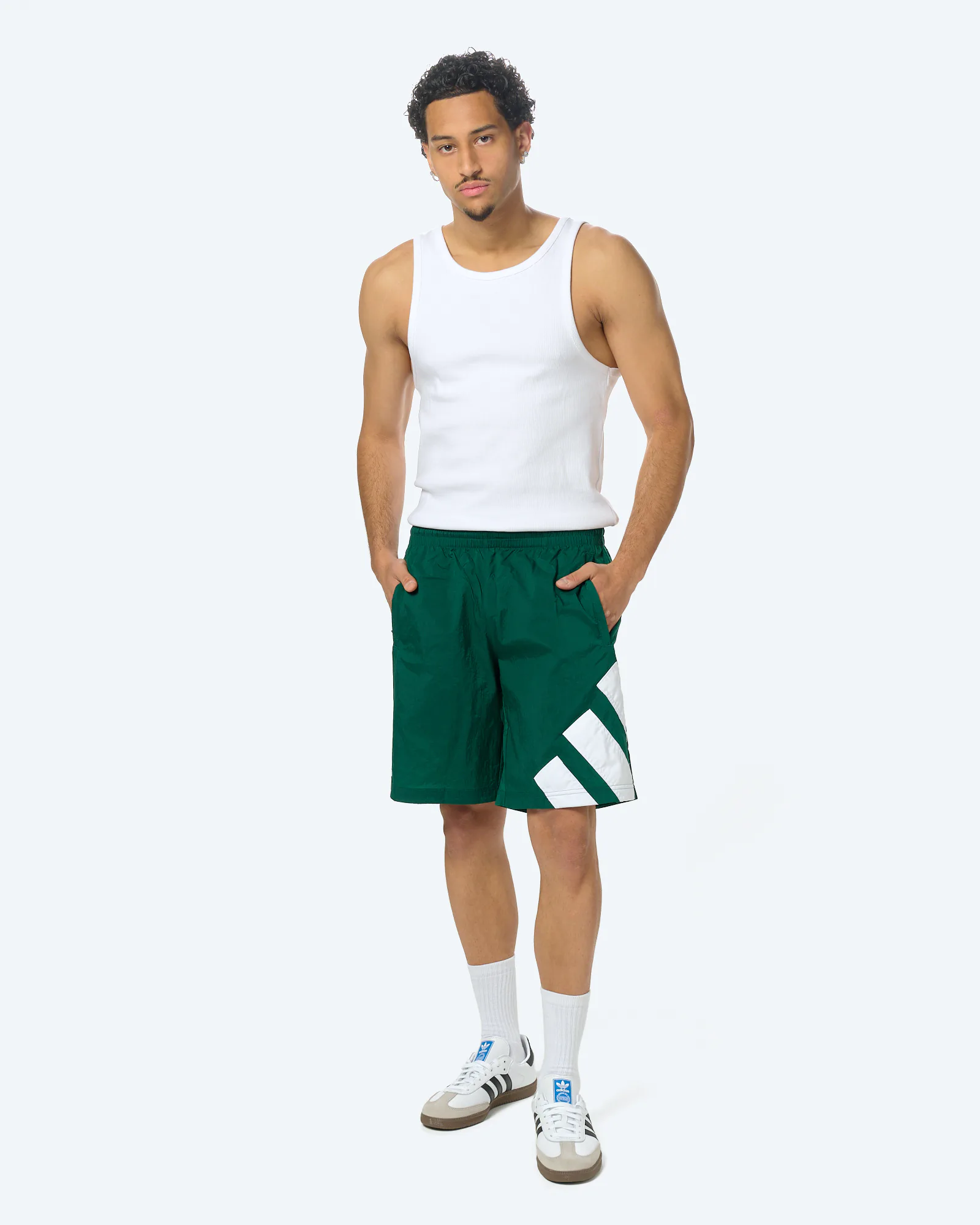 adidas Adicolor Blocked Shorts Core Green/White