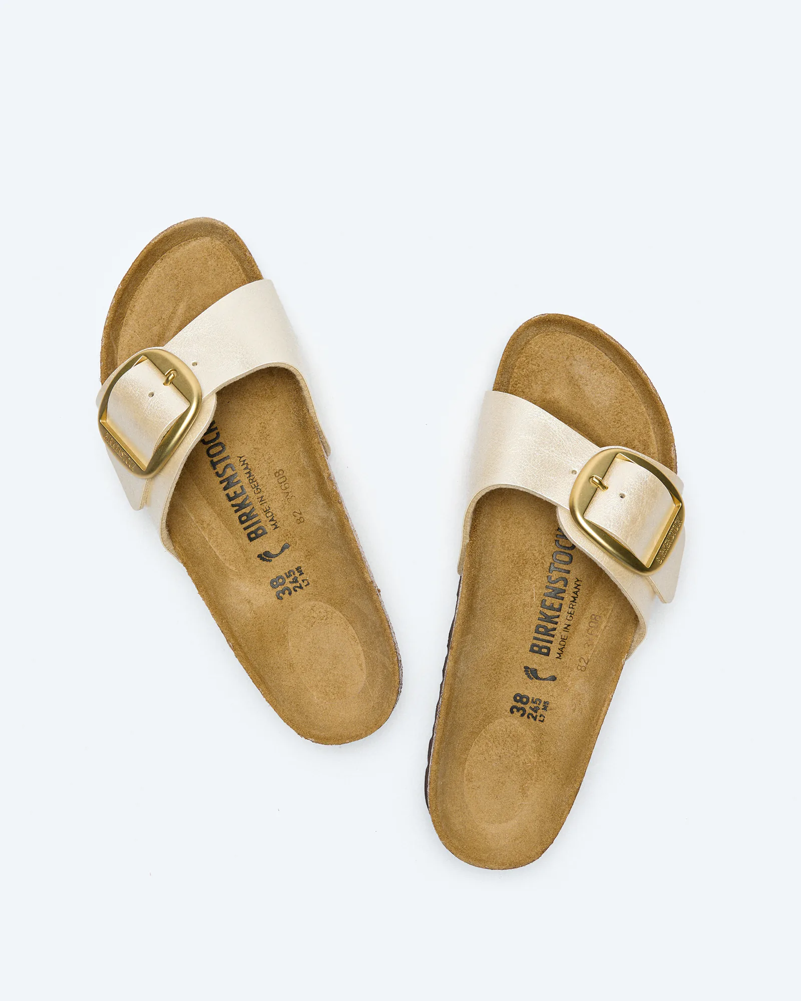 Madrid Big Buckle Narrow Sandals Graceful Pearl White