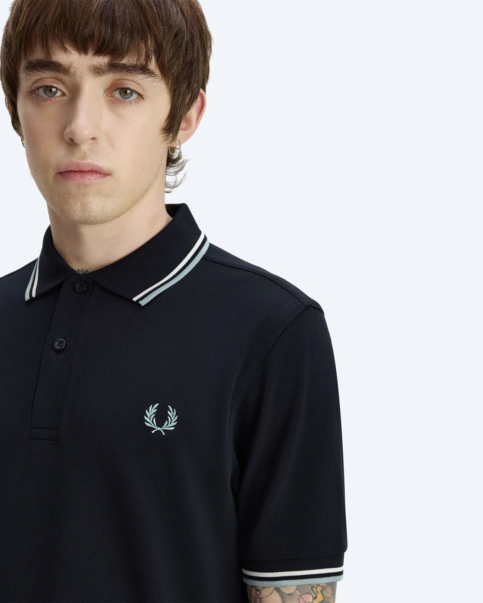Twin Tipped Polo Shirt Navy/Ecru/Silverblue