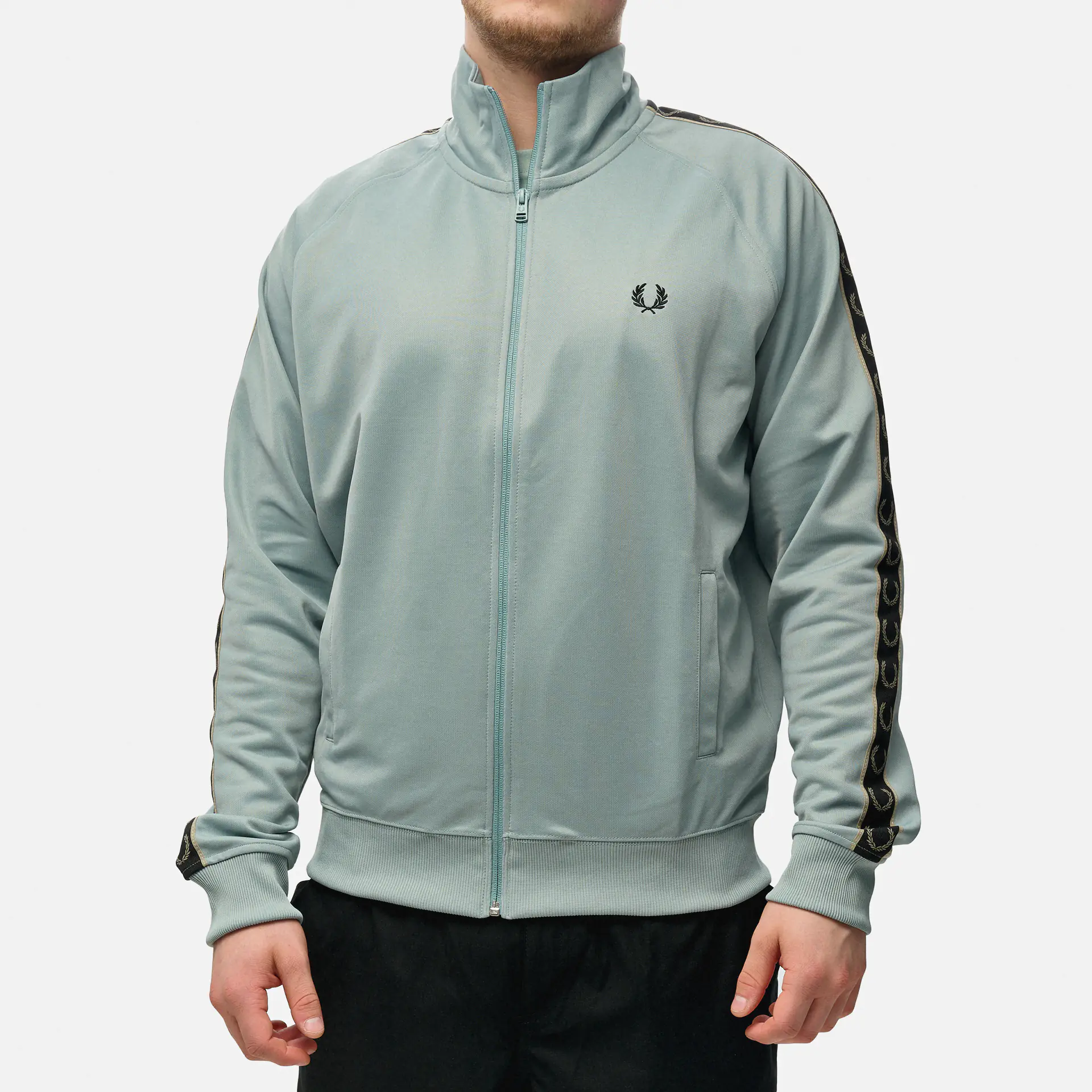 Fred Perry Contrast Tape Track Jacket Silver Blue/Warm Grey