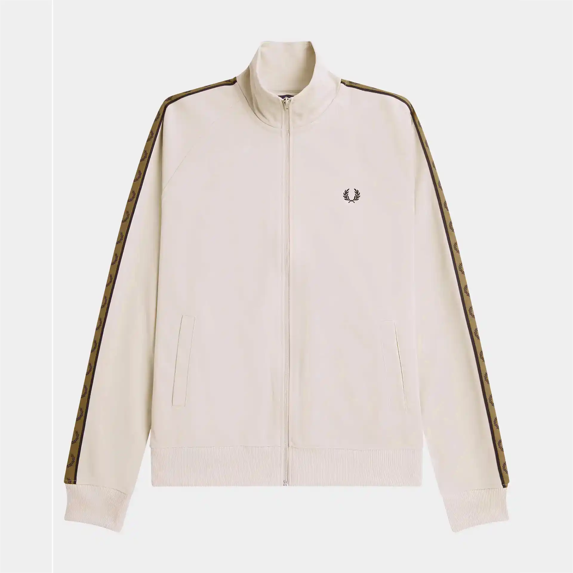 Fred Perry Contrast Taped Track Jacket Oatmeal/Shaded Stone