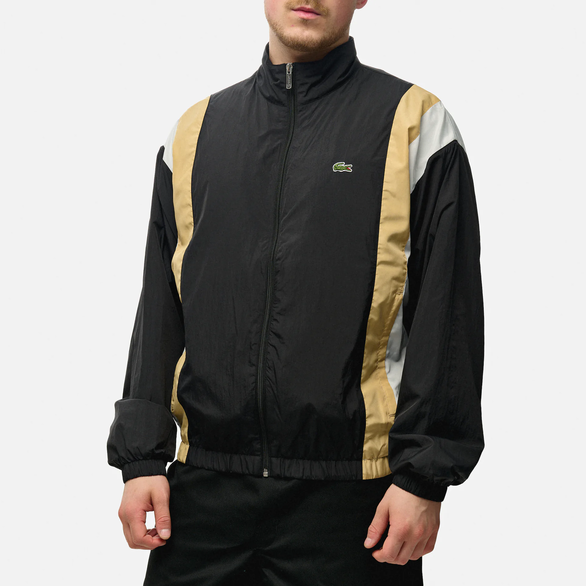 Lacoste Lightweight Showerproof Colorblock Track Jacket Noir/Croissant-Farine