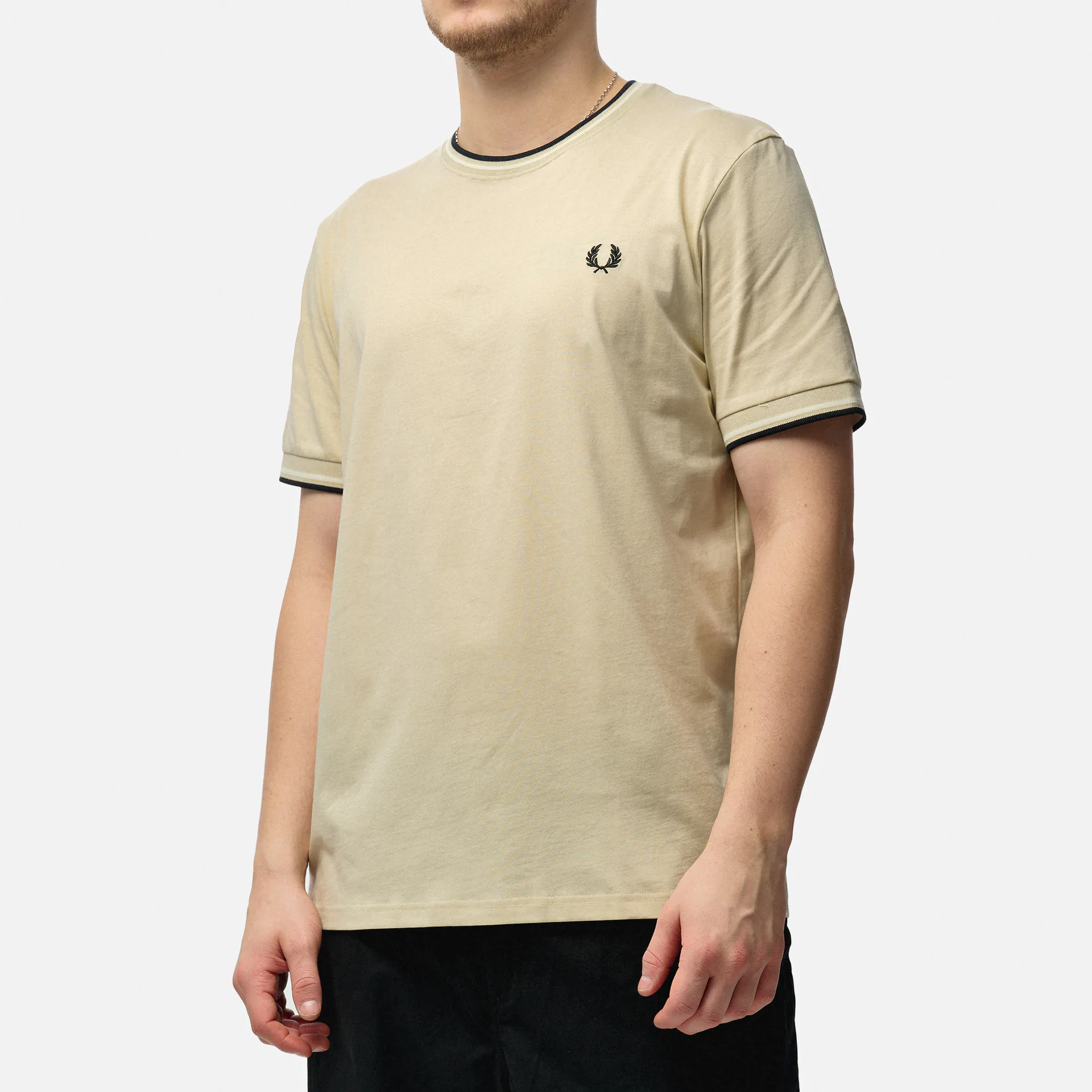 Fred Perry Twin Tipped T-Shirt Oatmeal/Ecru/Black