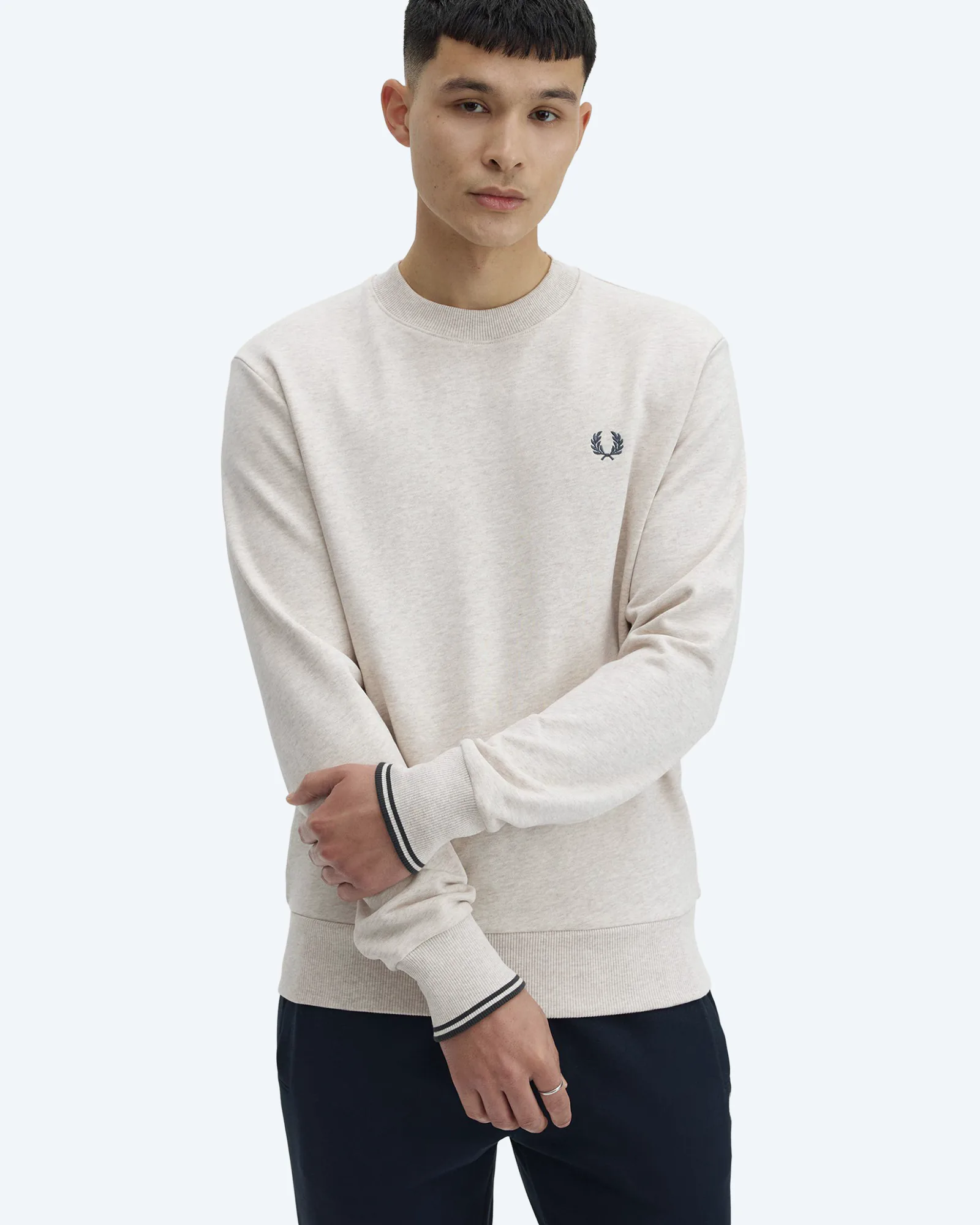 Fred Perry Crew Neck Sweatshirt Porridge Marl/Anchor Grey 