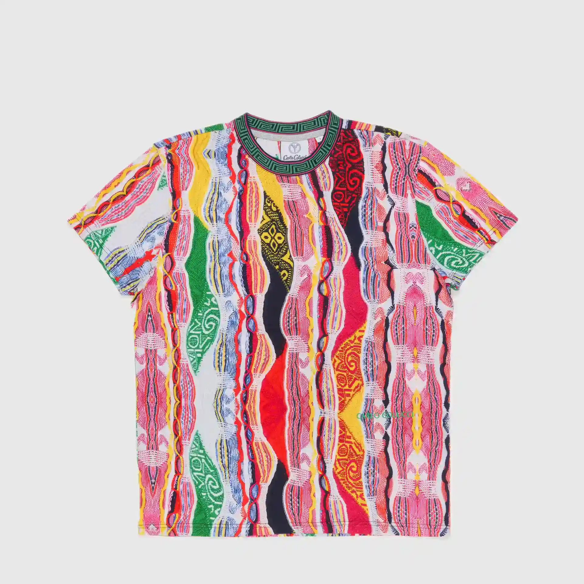 Carlo Colucci Regular Fit Knit Print T-Shirt Multi