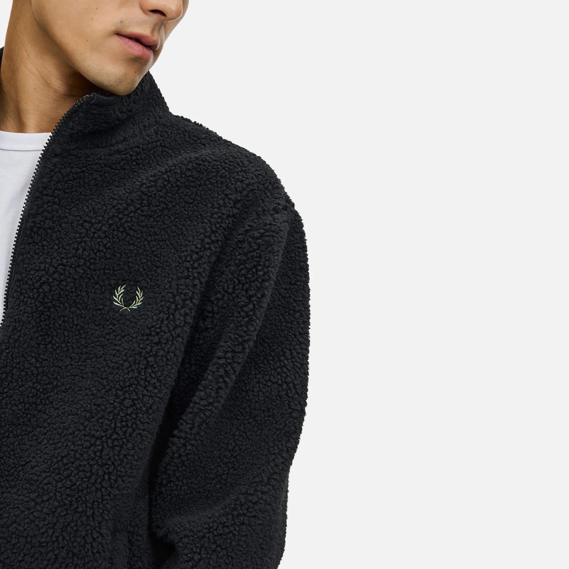 Fred Perry Zip Through Borg Fleece Jacket Black