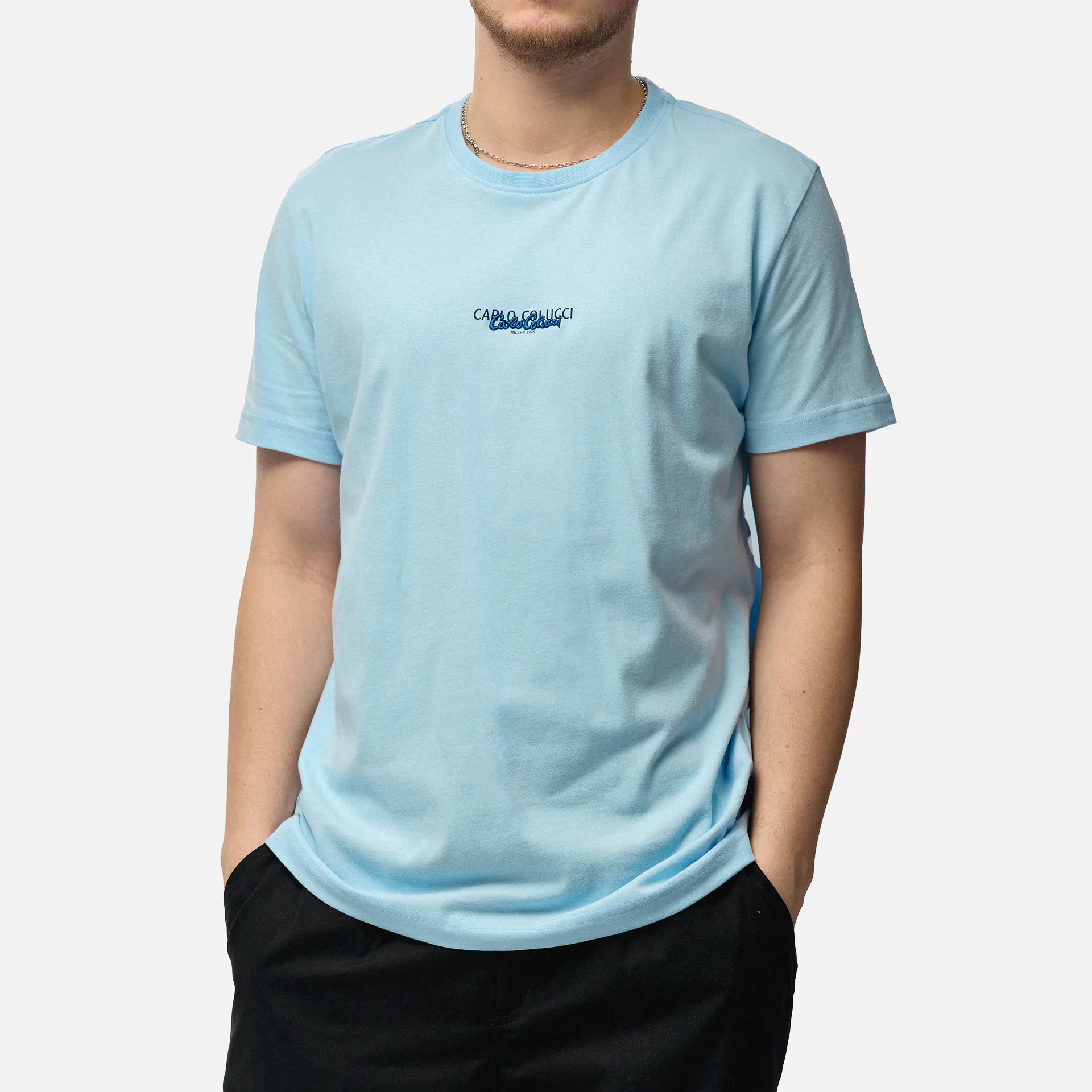 Carlo Colucci T-Shirt Basic Line Light Blue