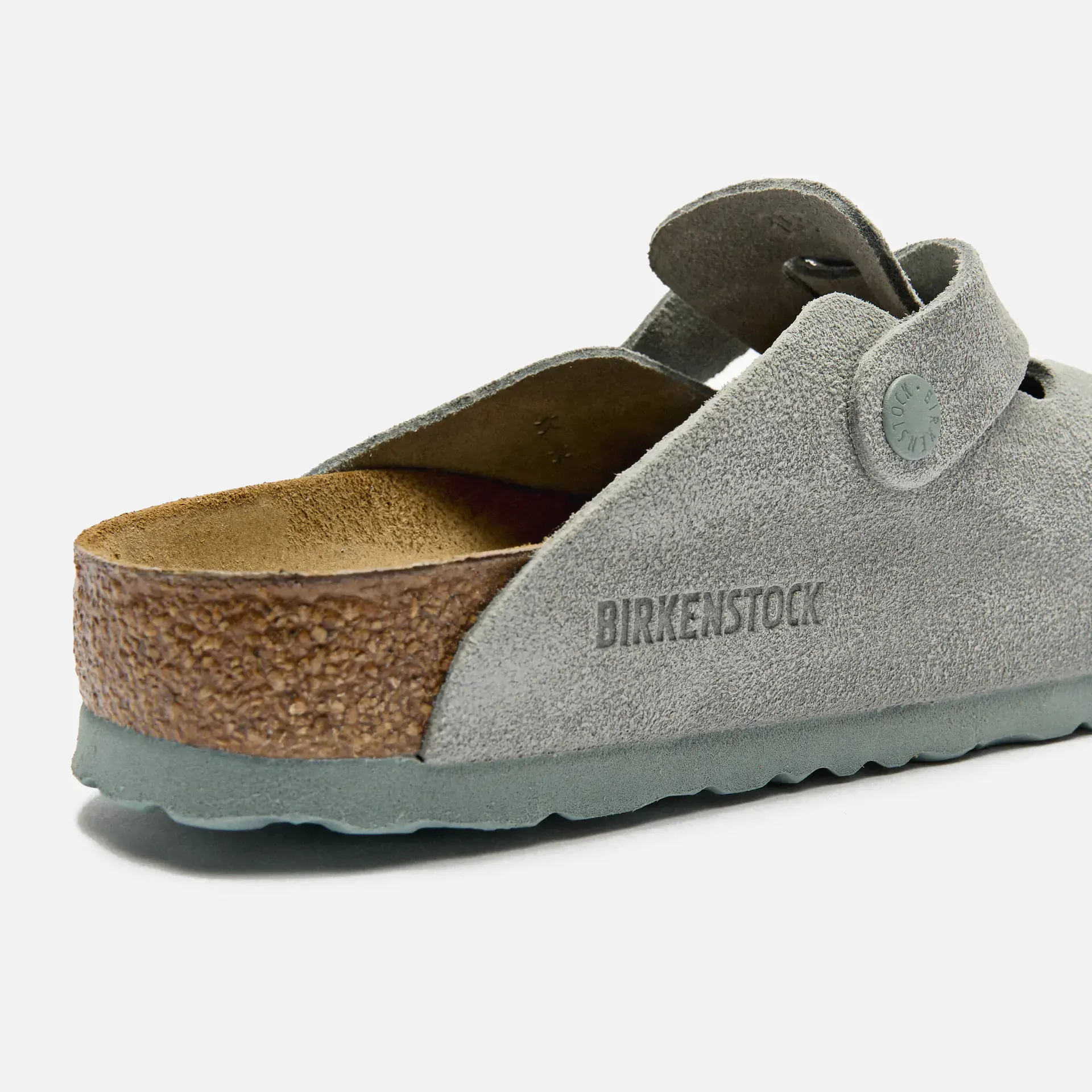 Birkenstock Boston Suede Leather Regular Sandals Pure Sage