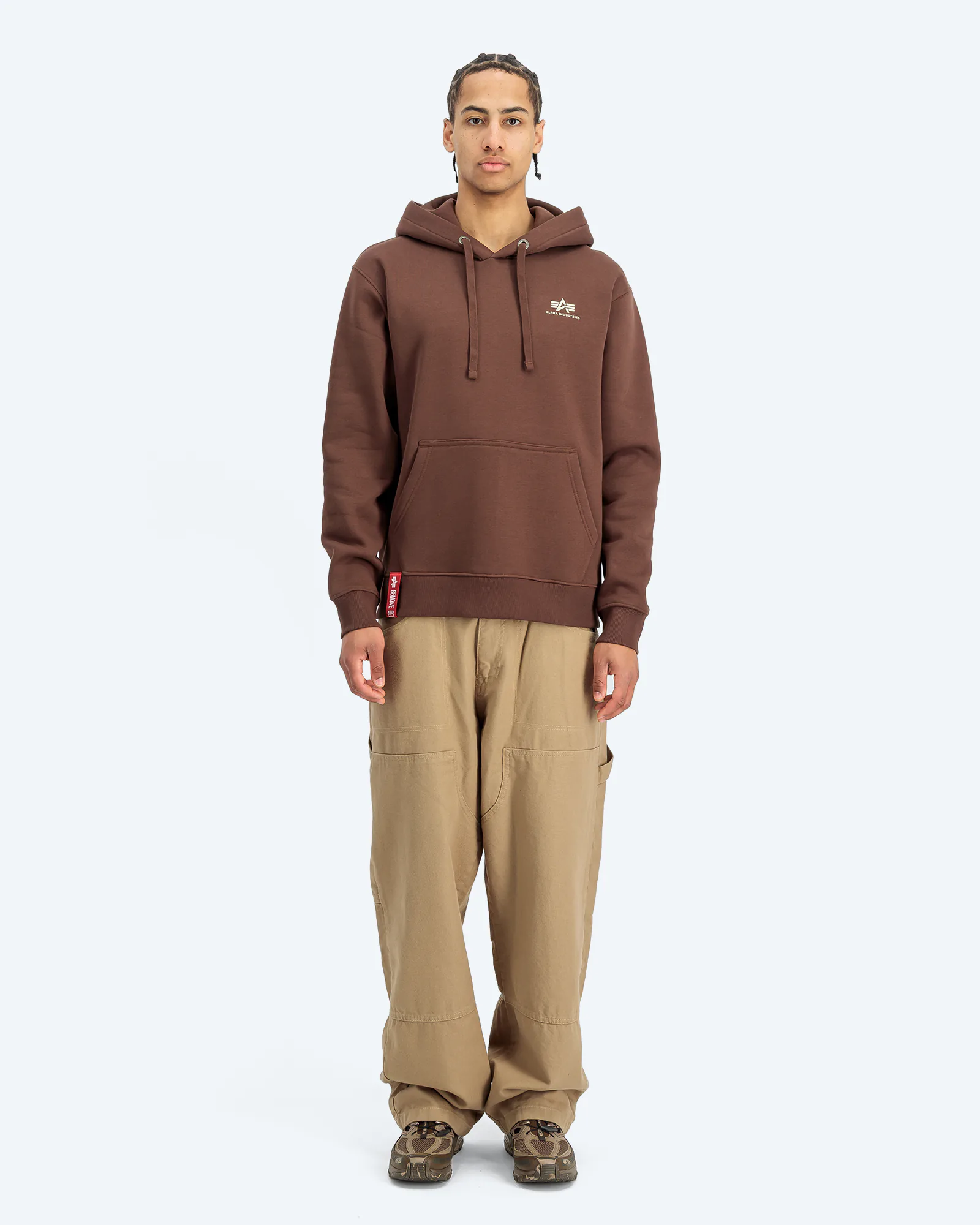 Basic Hoodie Small Logo Powder Brown