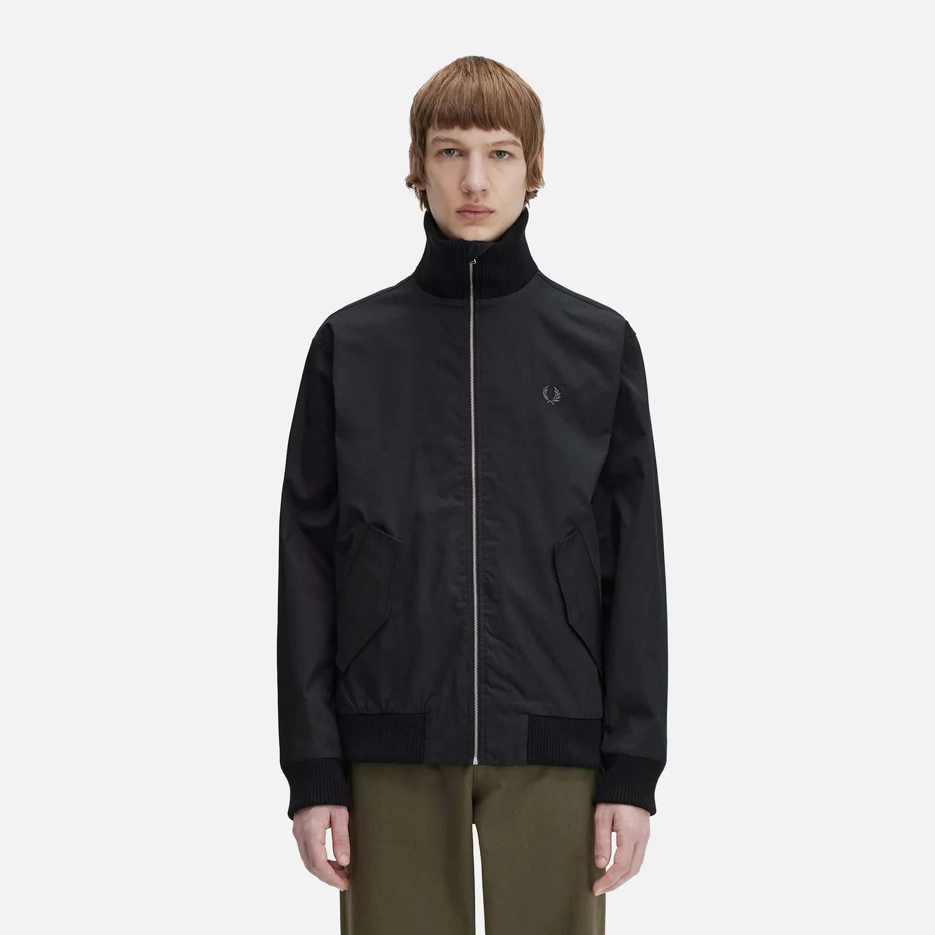 Fred Perry Knitted Rip Tennis Bomber Jacket Black
