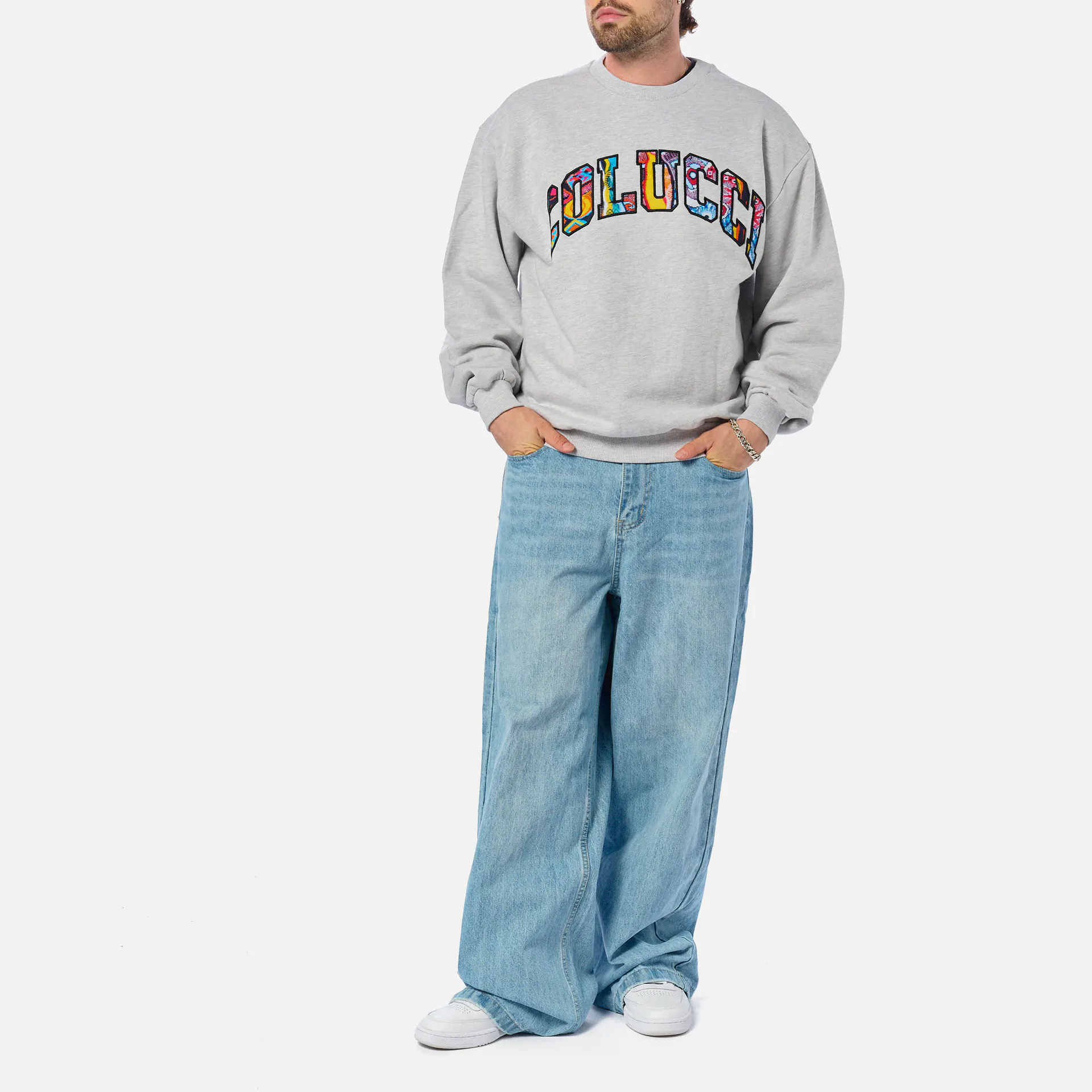 Colucci Crewneck Sweatshirt College Grey Melange Multi
