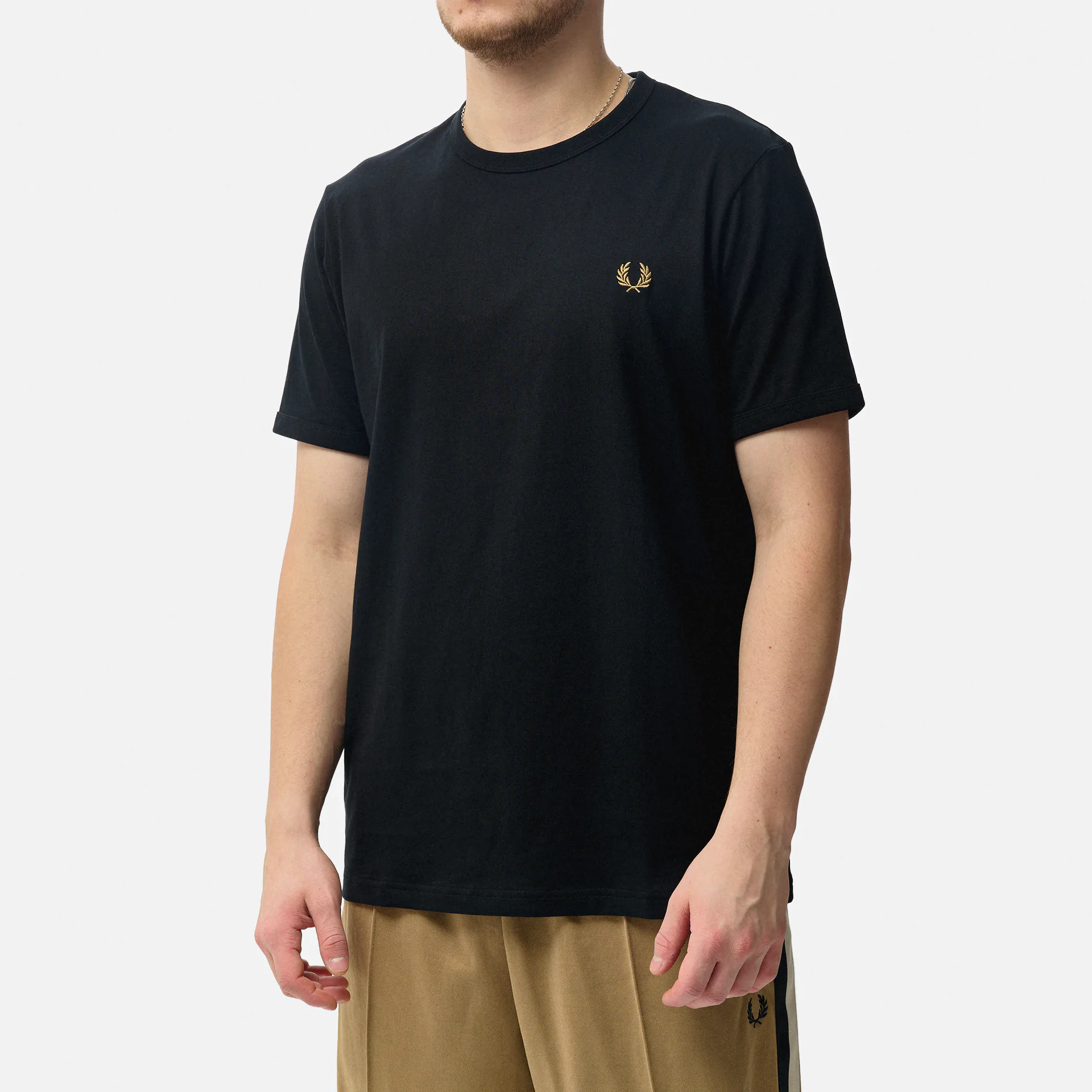 Fred Perry Ringer T-Shirt Black/Warm Stone