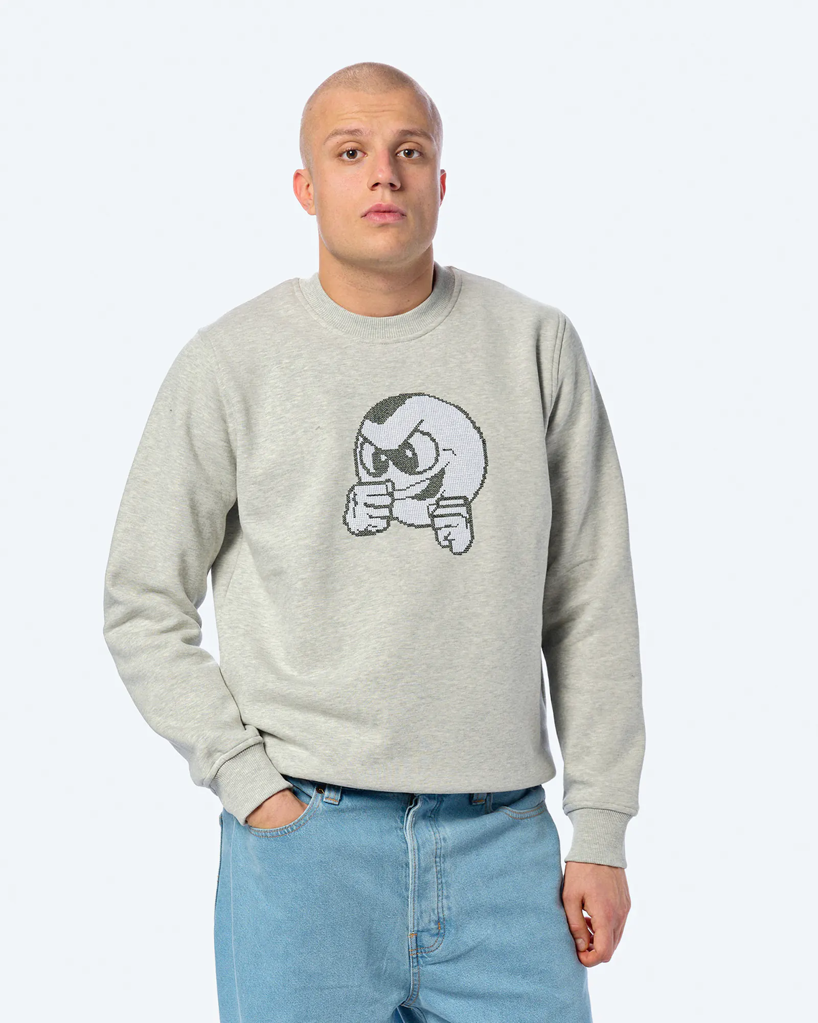Unfair Athletics PB Crossstitch Crewneck Sweatshirt Grey Melange