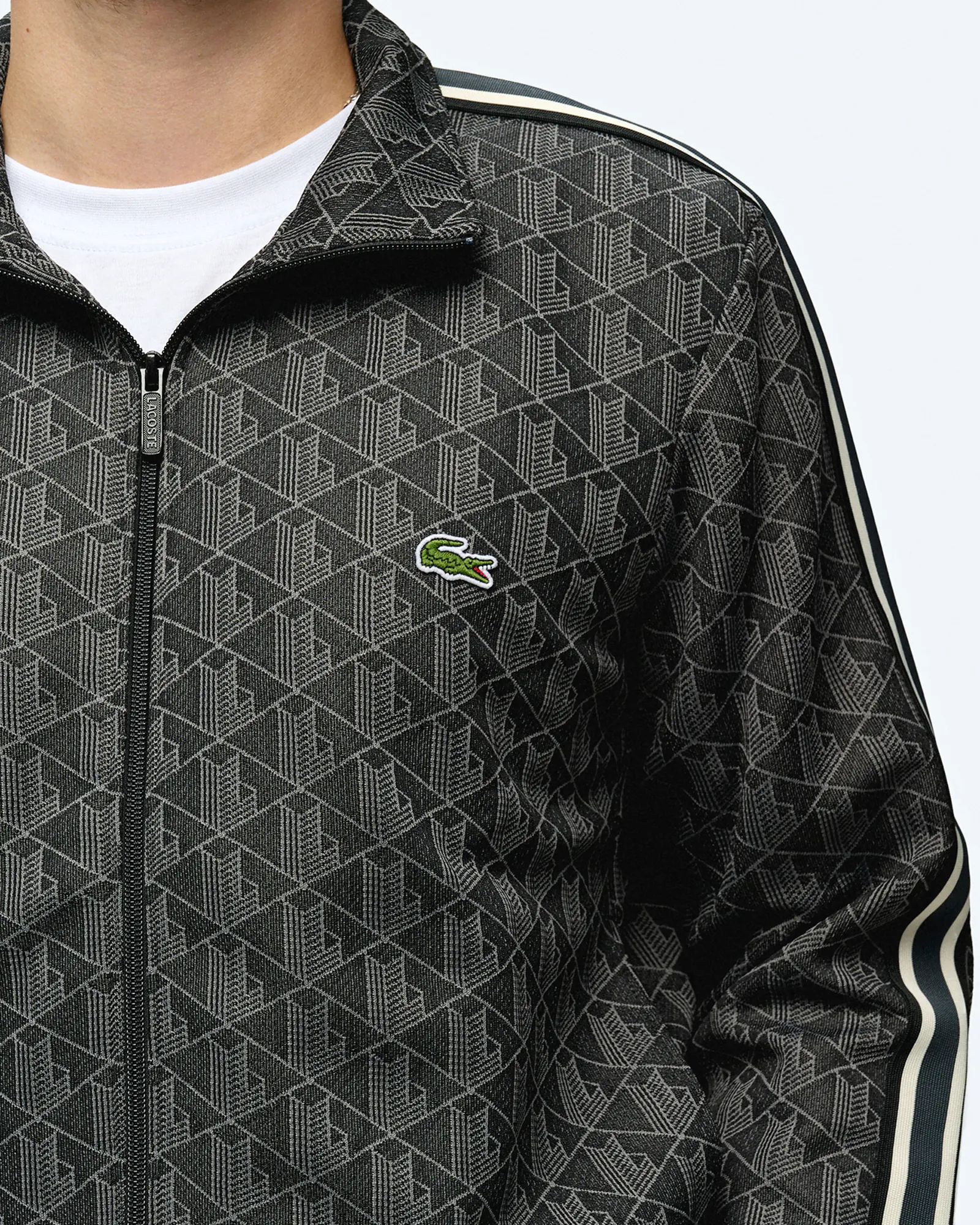 Lacoste Paris Monogram Jacquard Track Jacket Black/Graphite Lacoste Paris Monogram Jacquard Track Jacket Black/Graphite