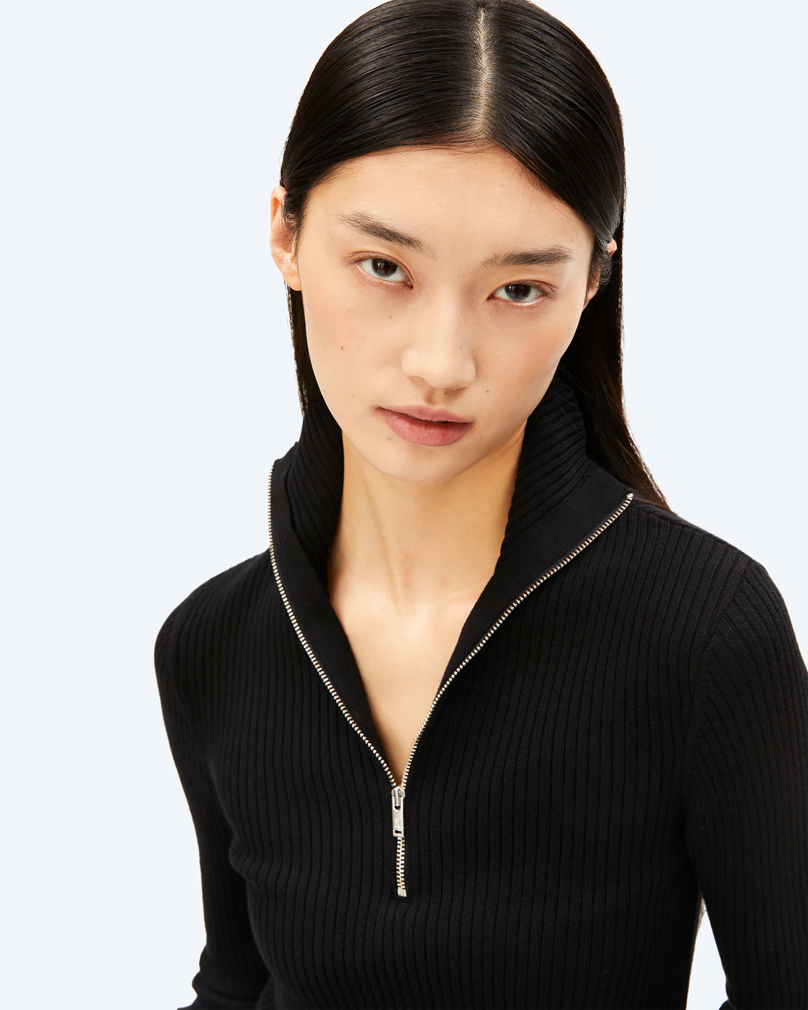 Cotton Knit Troyer Black