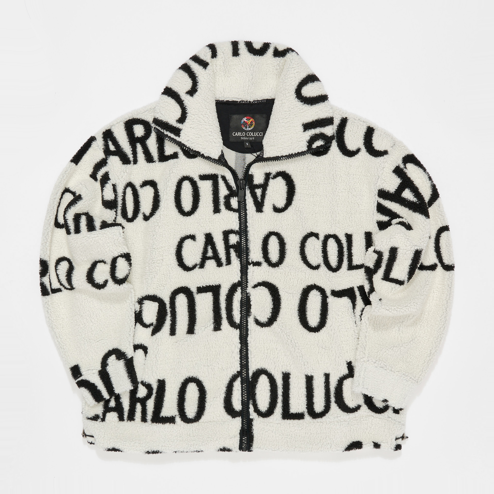 Carlo Colucci Allover Carlo Print Teddy Jacket Offwhite