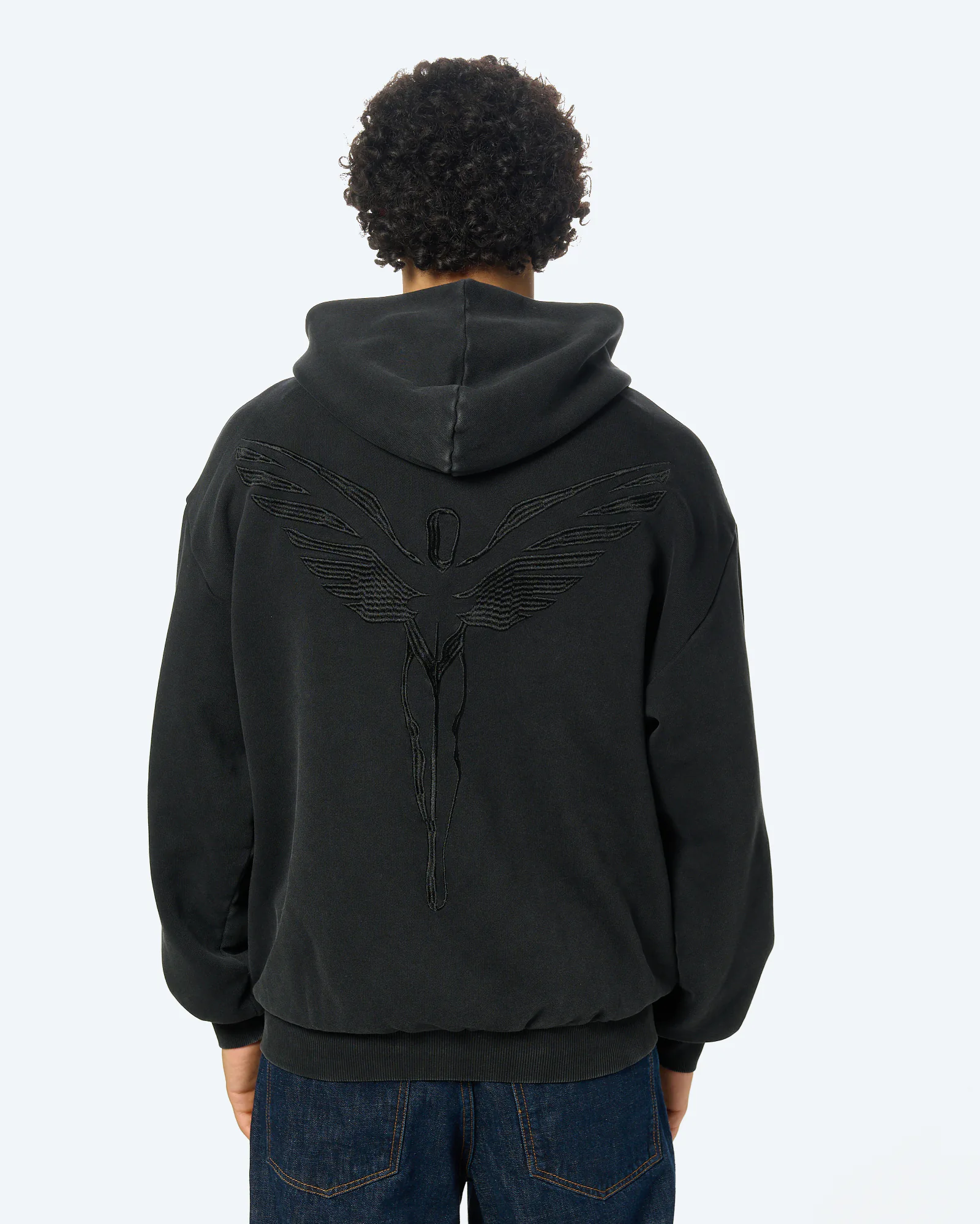 Washed Ikarus Zip Hoodie Black